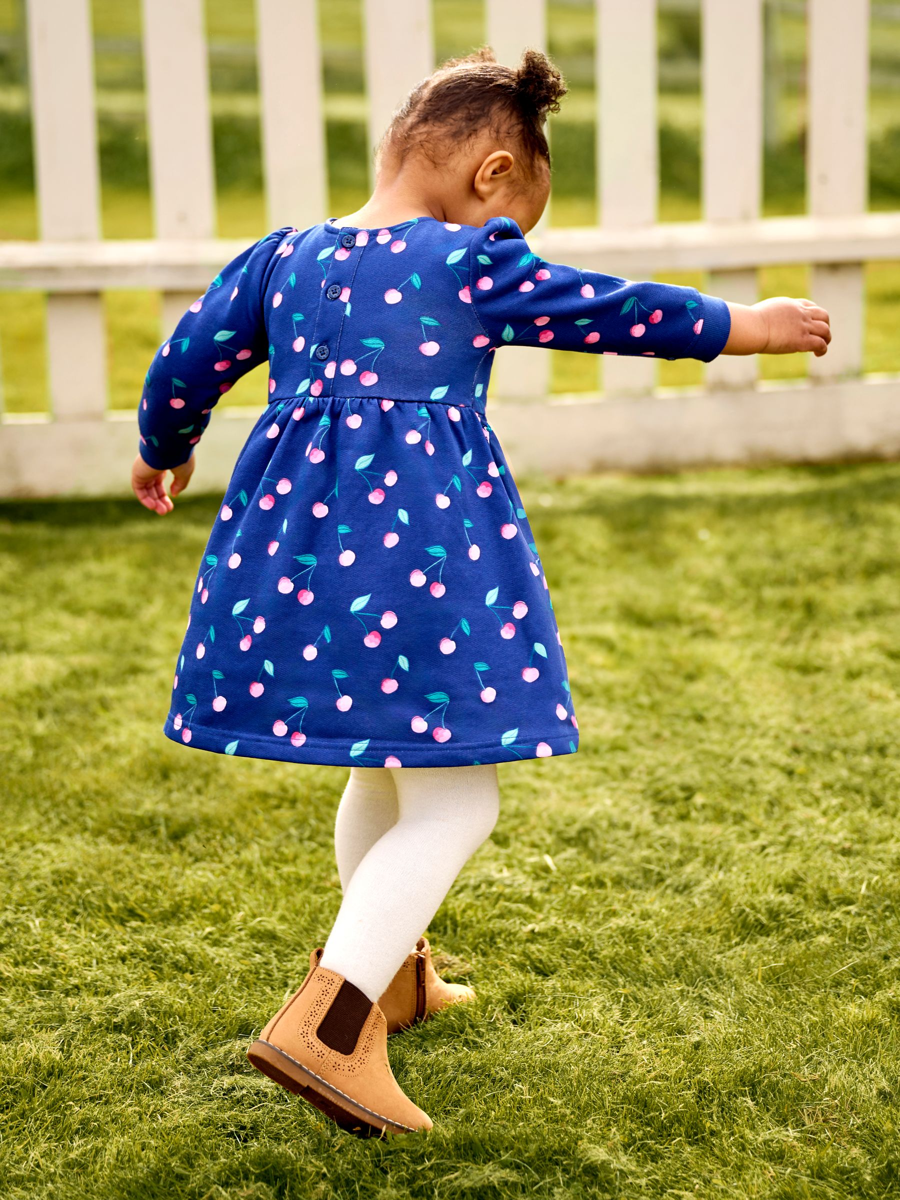 Navy Blue Cherry Button Sweat Dress - Image 2 of 5