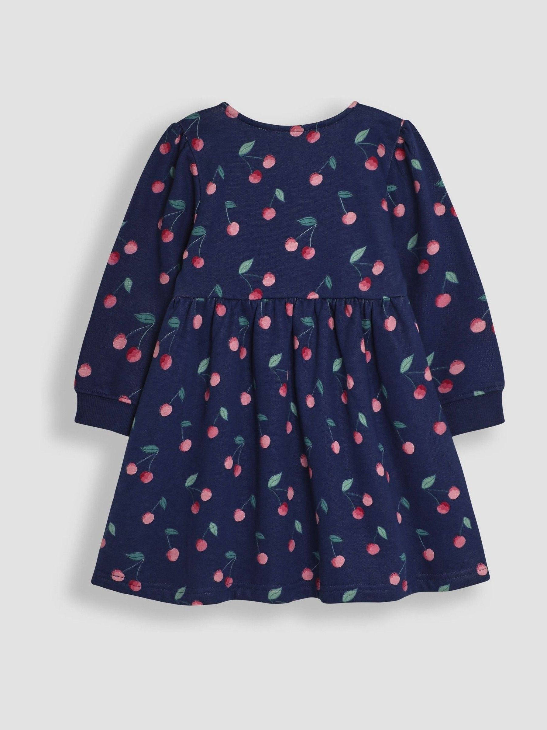 Navy Blue Cherry Button Sweat Dress - Image 4 of 5