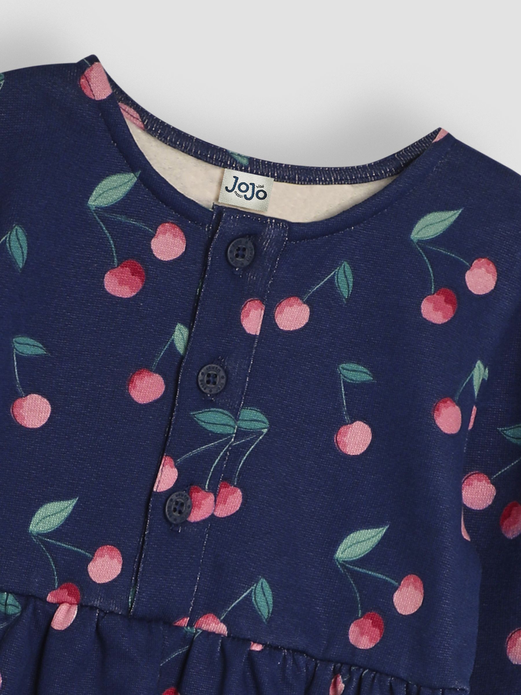 Navy Blue Cherry Button Sweat Dress - Image 5 of 5