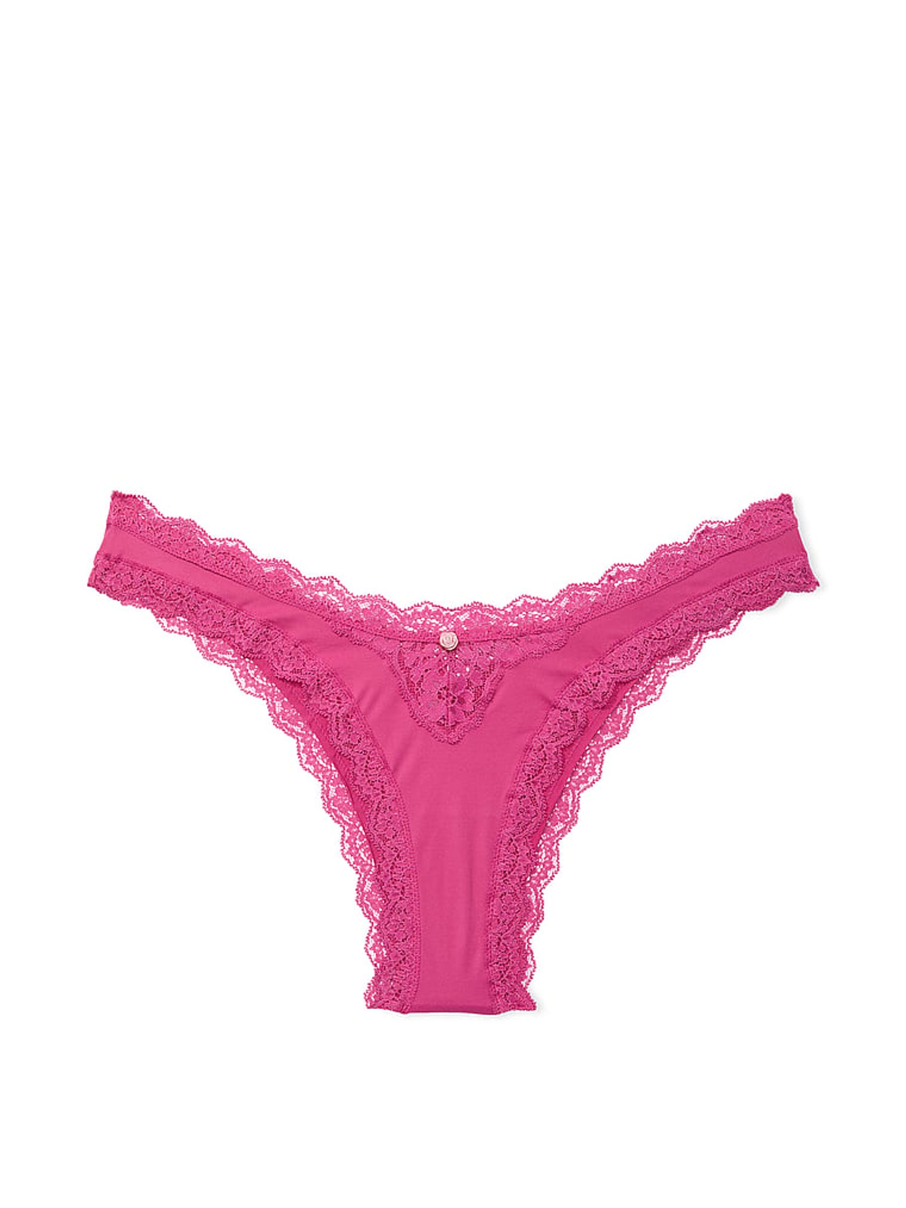 Luscious Rose Pink Lace Trim Brazilian Knickers - Image 3 of 3