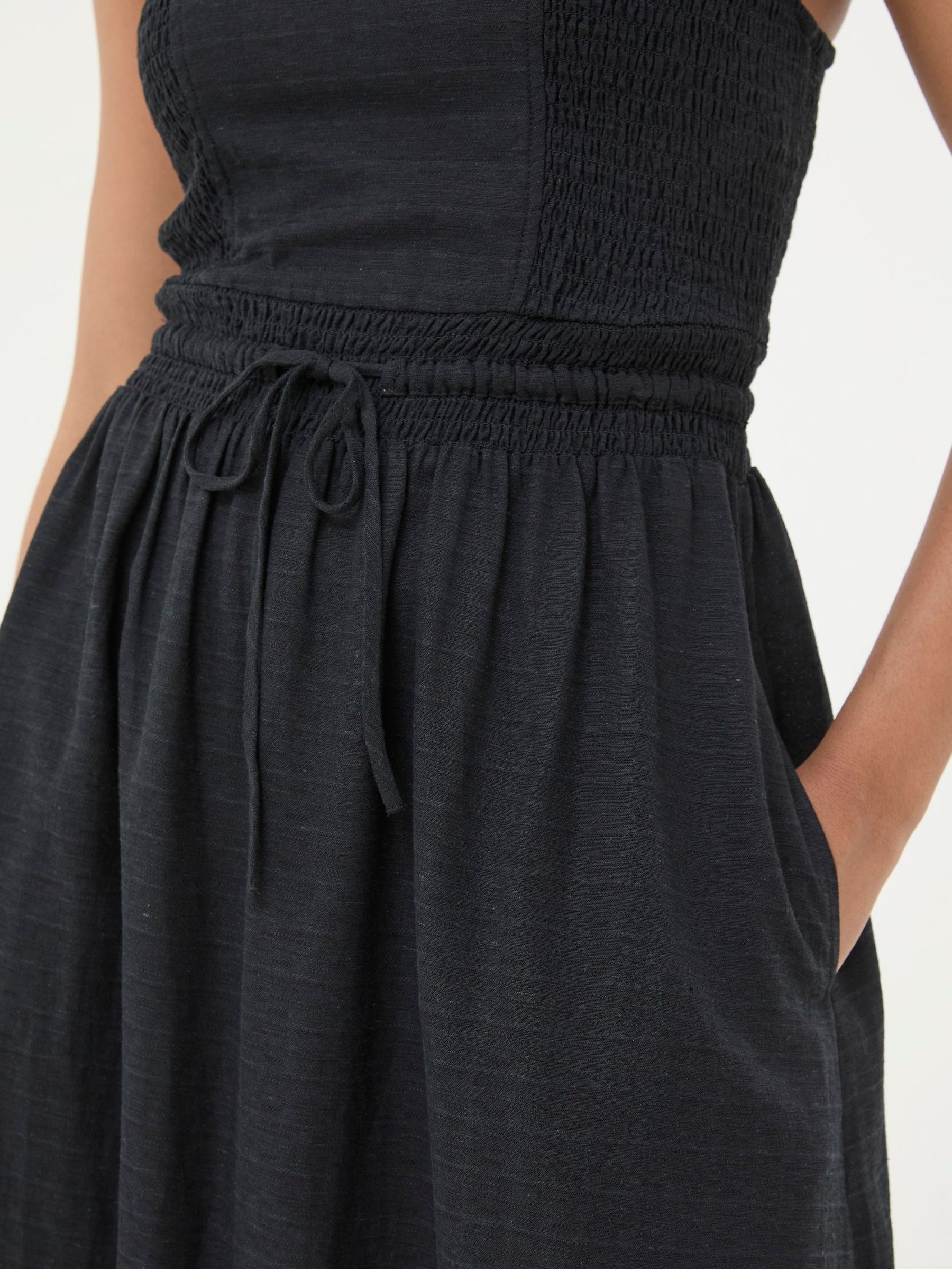 Carmen Black Maxi Dress With Linen - Image 3 of 6