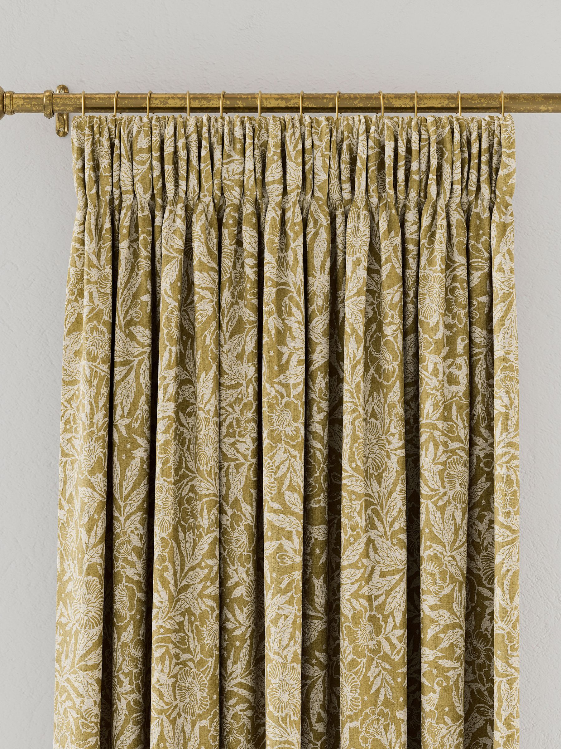 Gold Twilight Ditsy Lined Pencil Pleat Curtains - Image 3 of 3