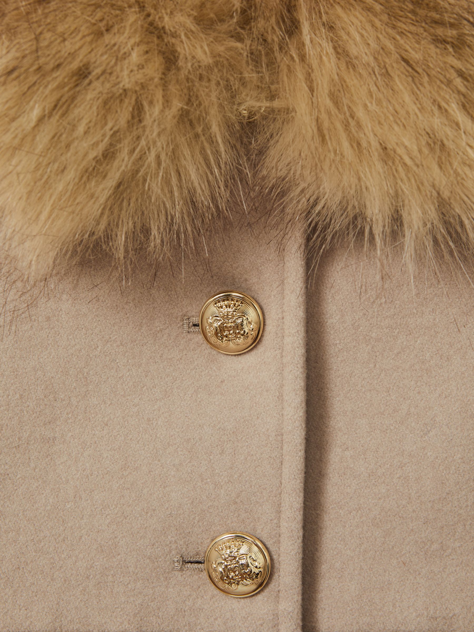 9-13 yrs Faux Fur Collar Wool Blend Coat in Oatmeal - Image 4 of 4