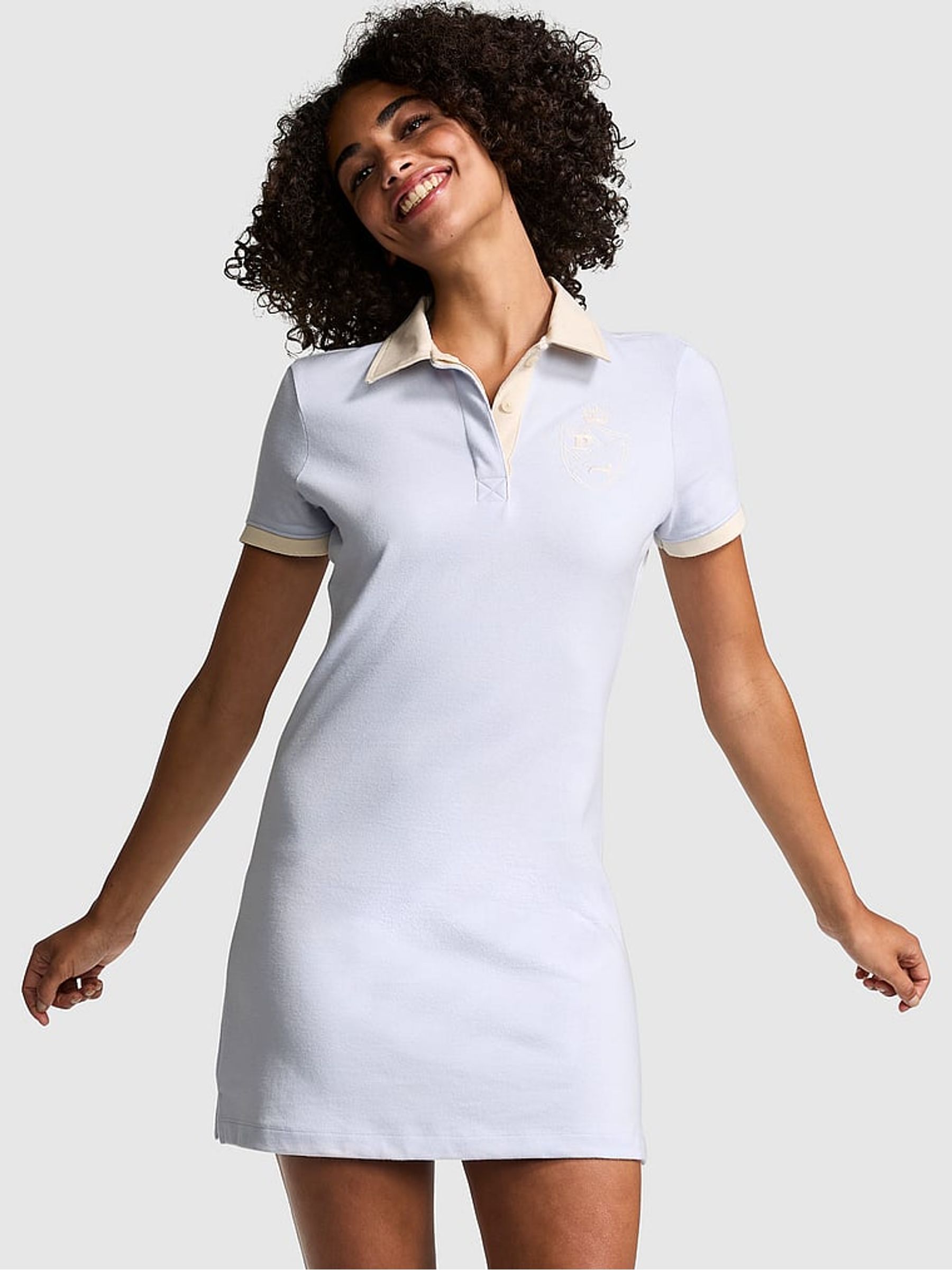 Hydrangea Blue Short Sleeve Rugby Dress - Image 1 of 3