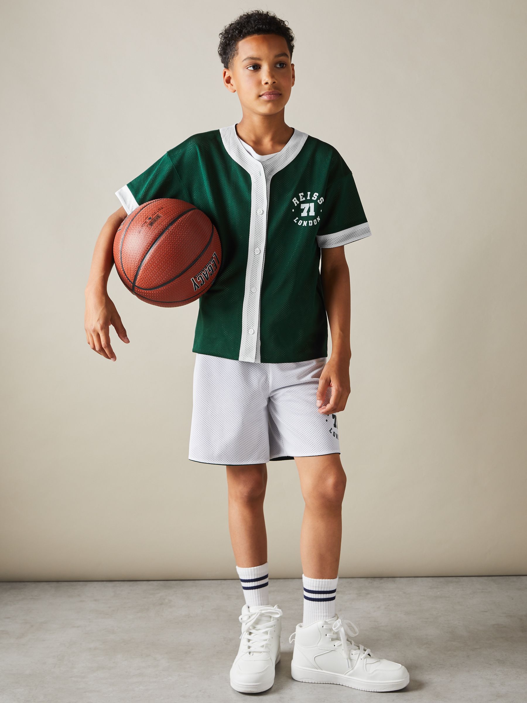 3-9 yrs Airtex Reversible Basketball Shorts in Dark Green/Optic White - Image 4 of 6