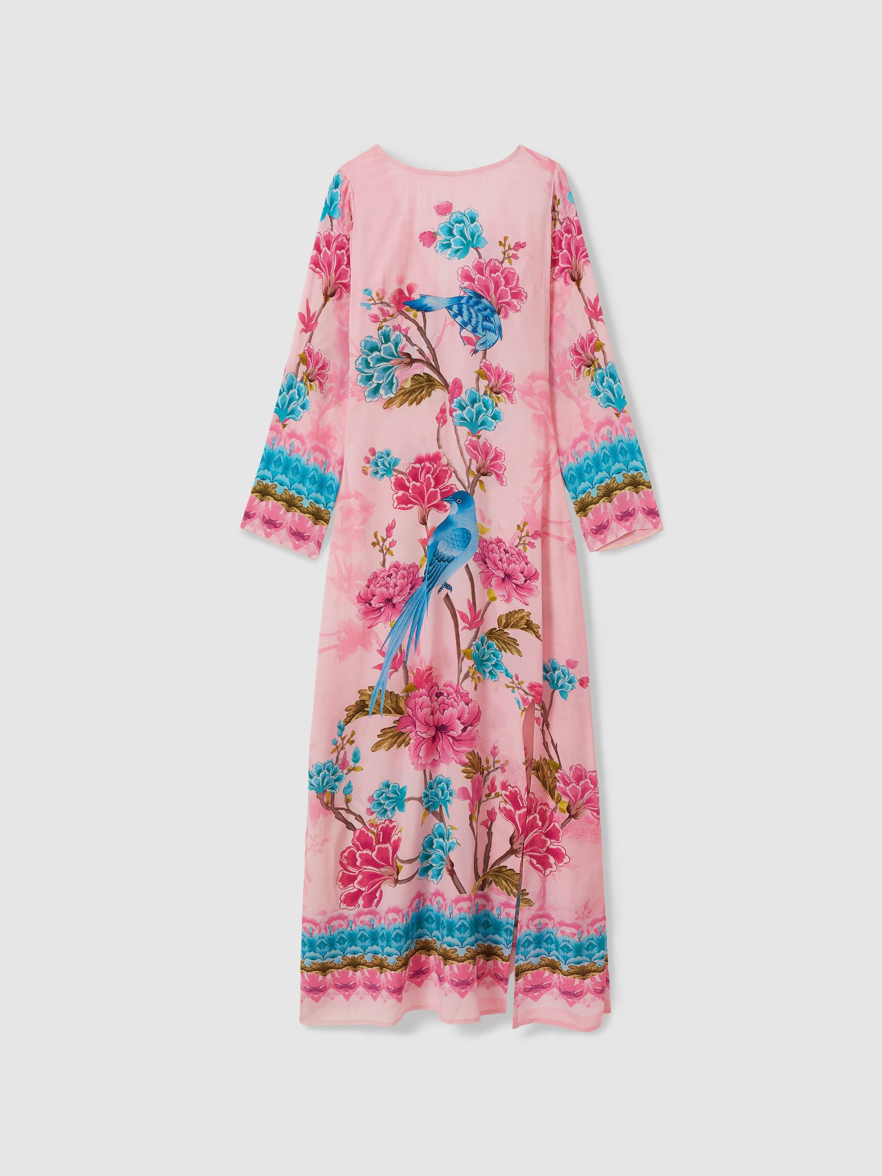 Raishma Silk Long Sleeve Maxi Dress in Pink - Image 2 of 5