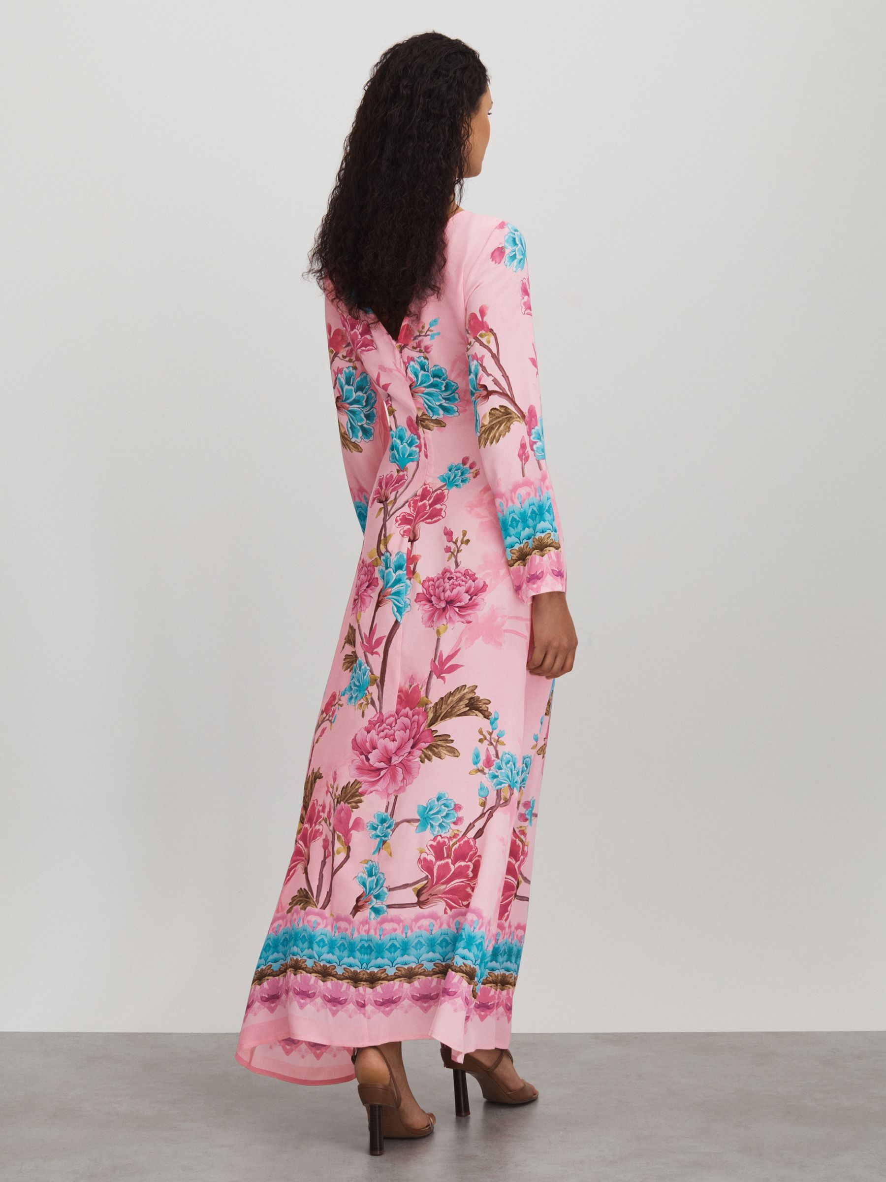 Raishma Silk Long Sleeve Maxi Dress in Pink - Image 4 of 5