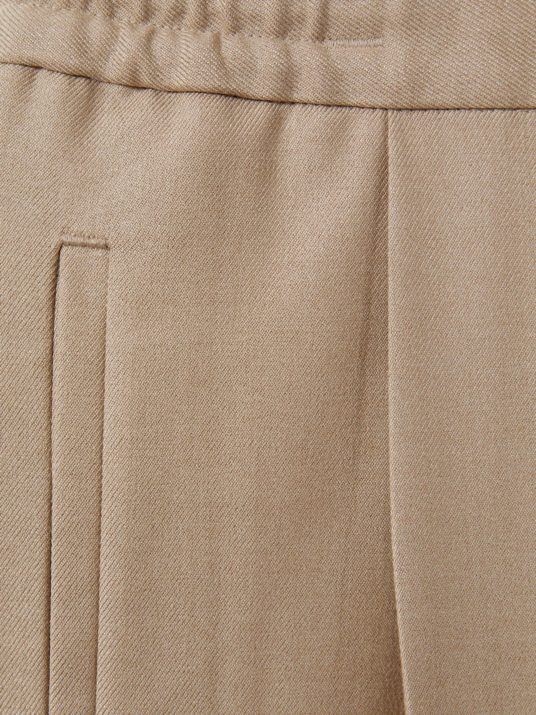 Relaxed Drawstring Trousers with Turn-Ups in Soft Camel Brown - Image 6 of 6