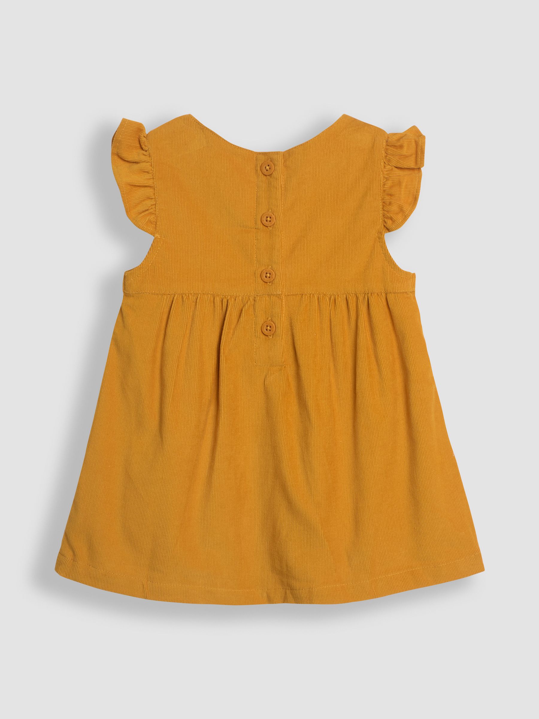 Mustard Yellow Duck Cord Embroidered Baby Dress & Body Set - Image 3 of 6