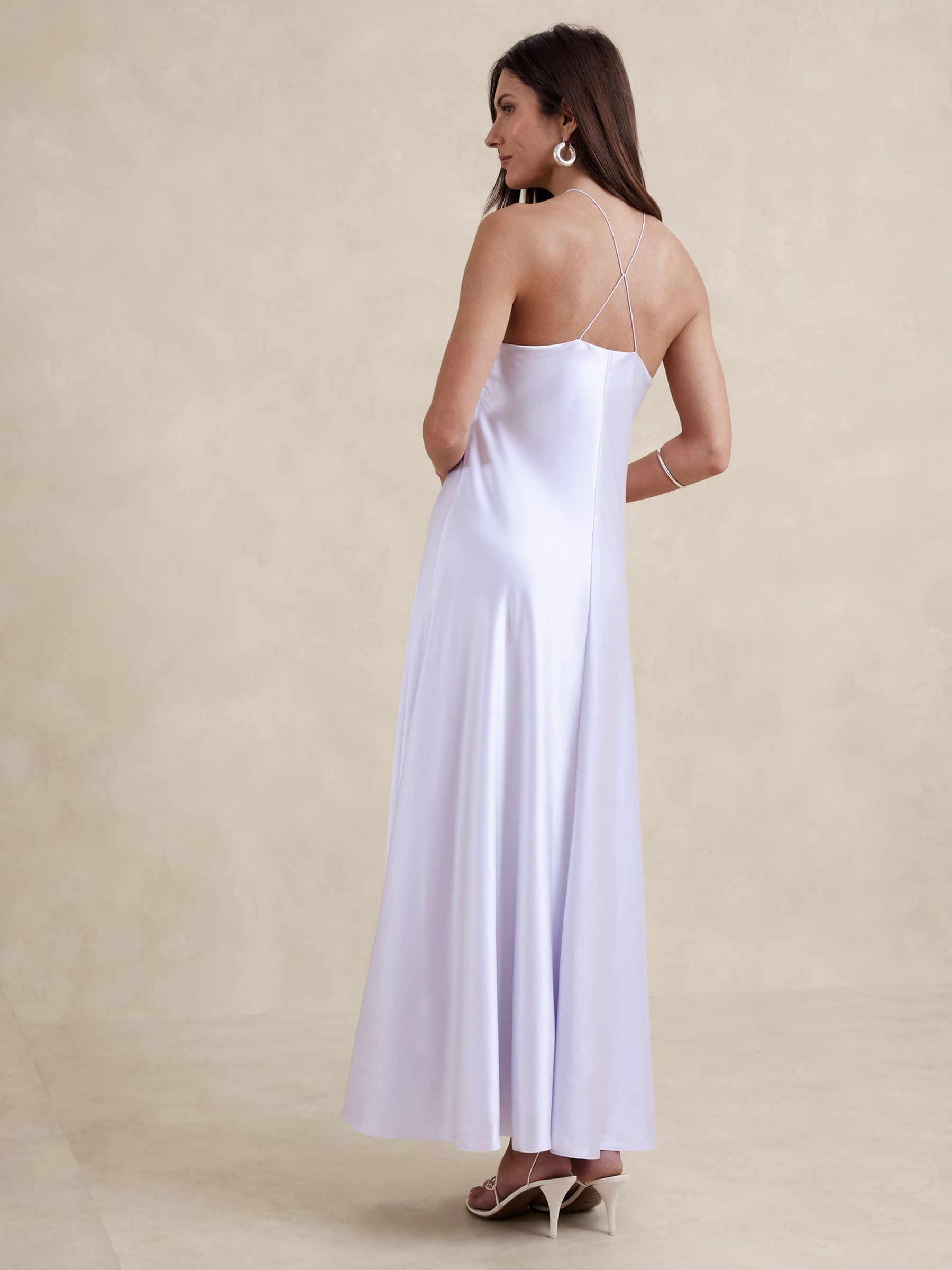 Banana Republic White Silk Halter Maxi Dress - Image 2 of 4