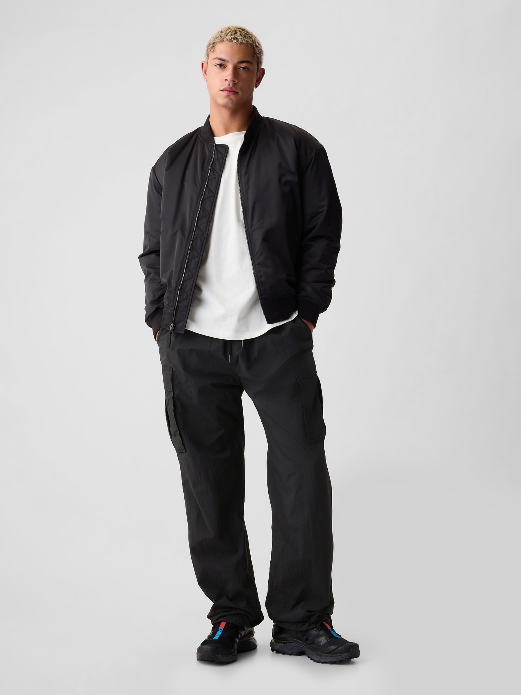 Black Nylon Cargo Trousers - Image 4 of 5