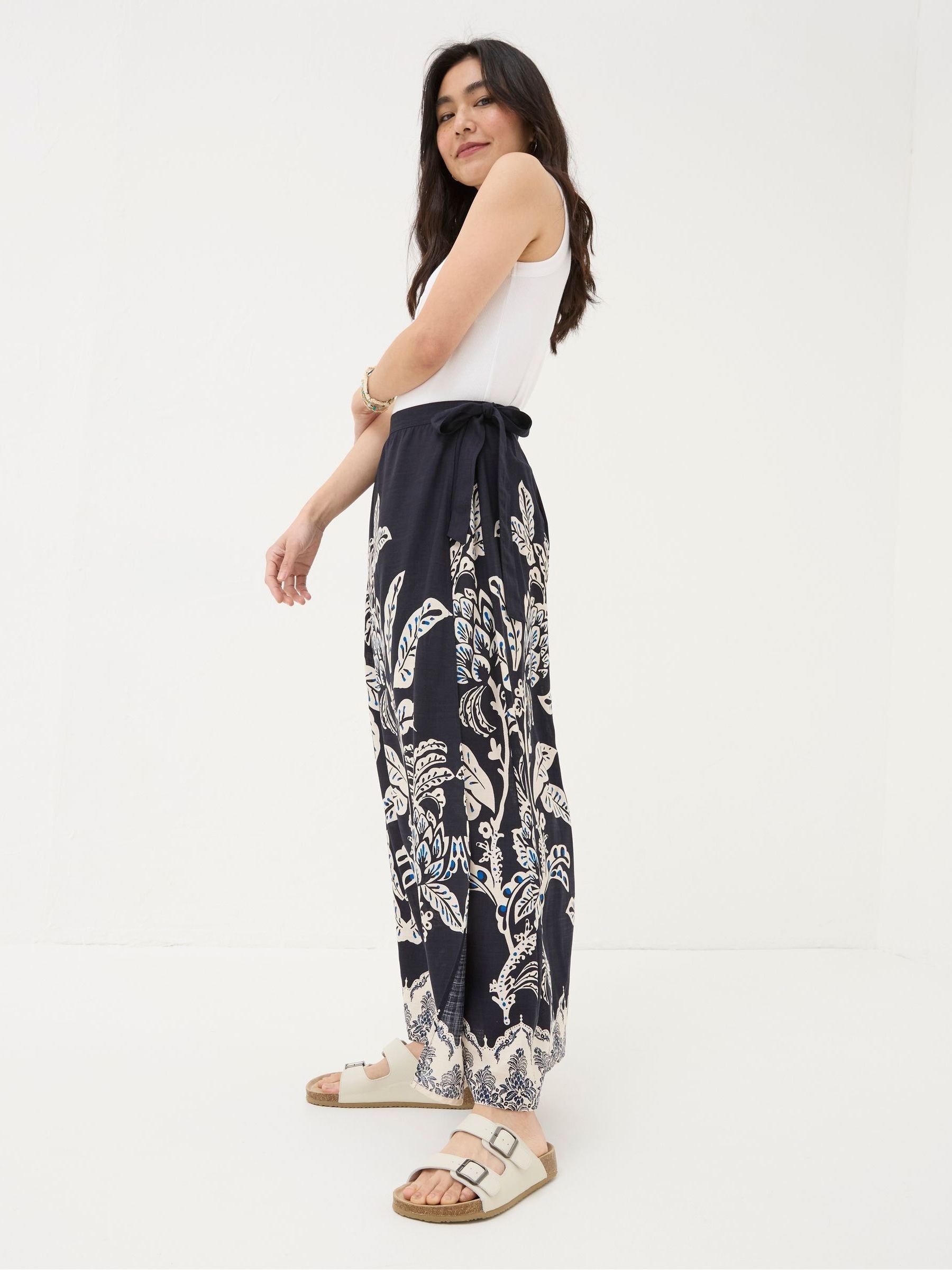 Blakely Blue Damask Placement Midi Skirt - Image 1 of 5