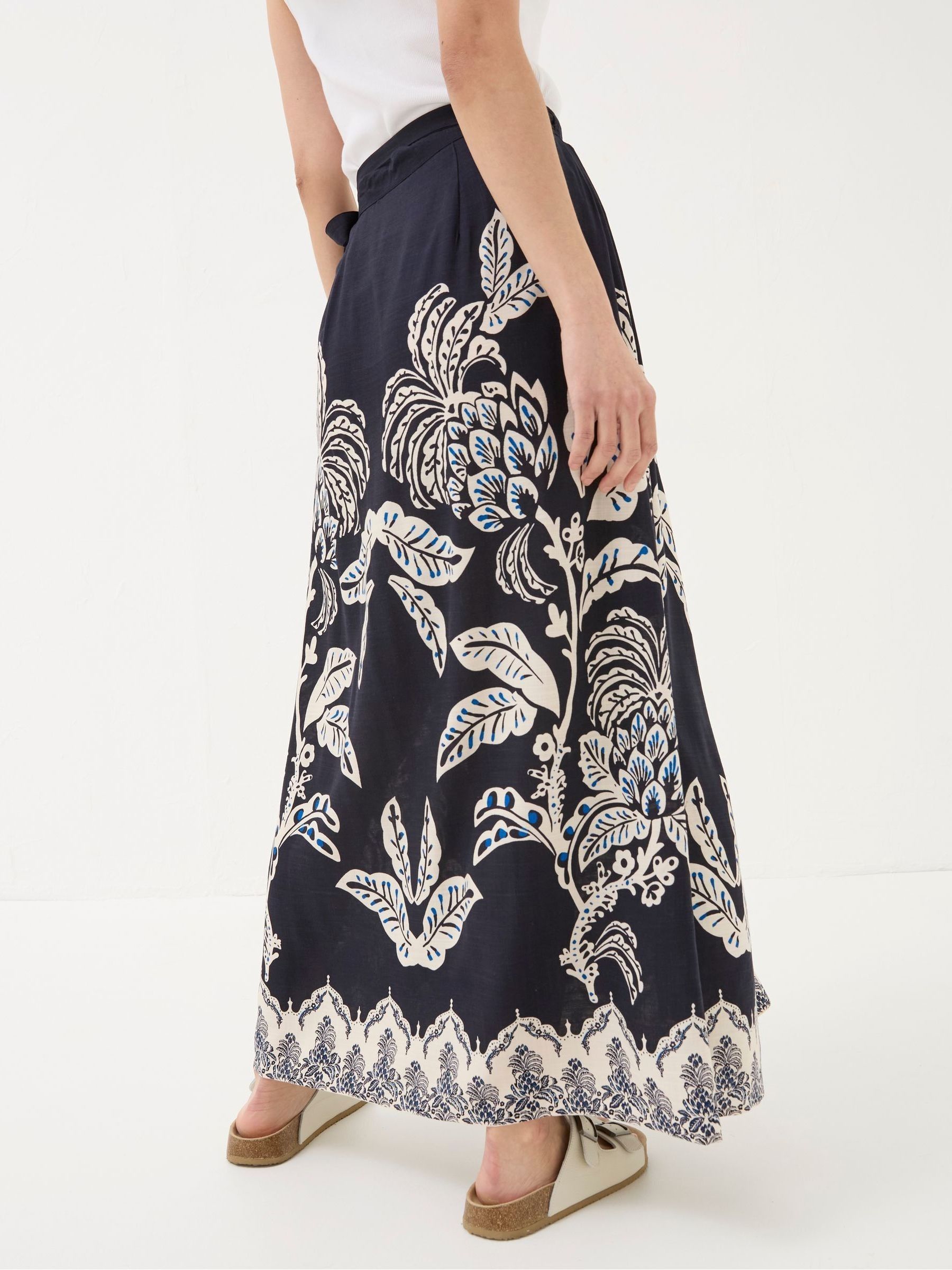 Blakely Blue Damask Placement Midi Skirt - Image 2 of 5