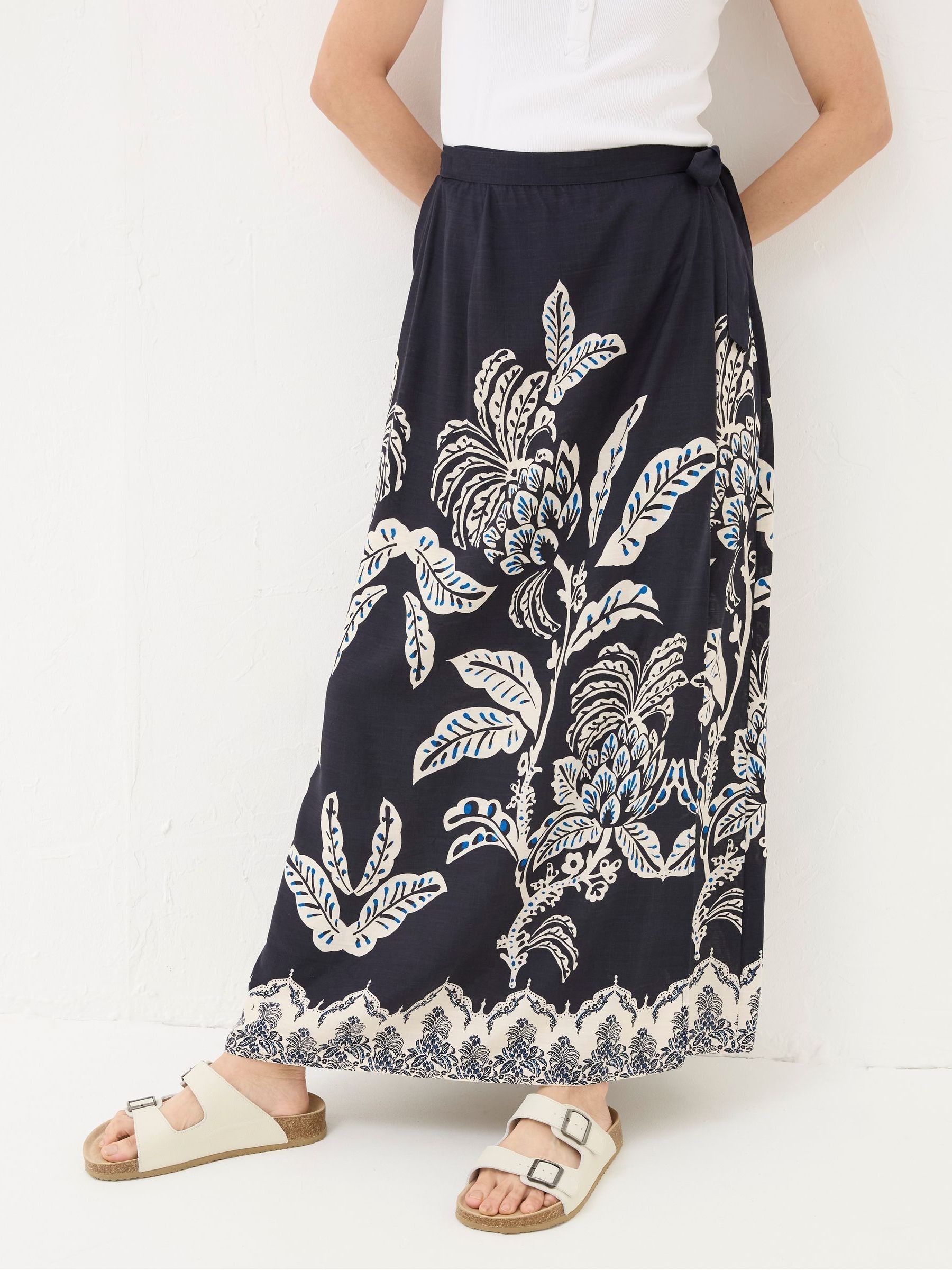 Blakely Blue Damask Placement Midi Skirt - Image 3 of 5