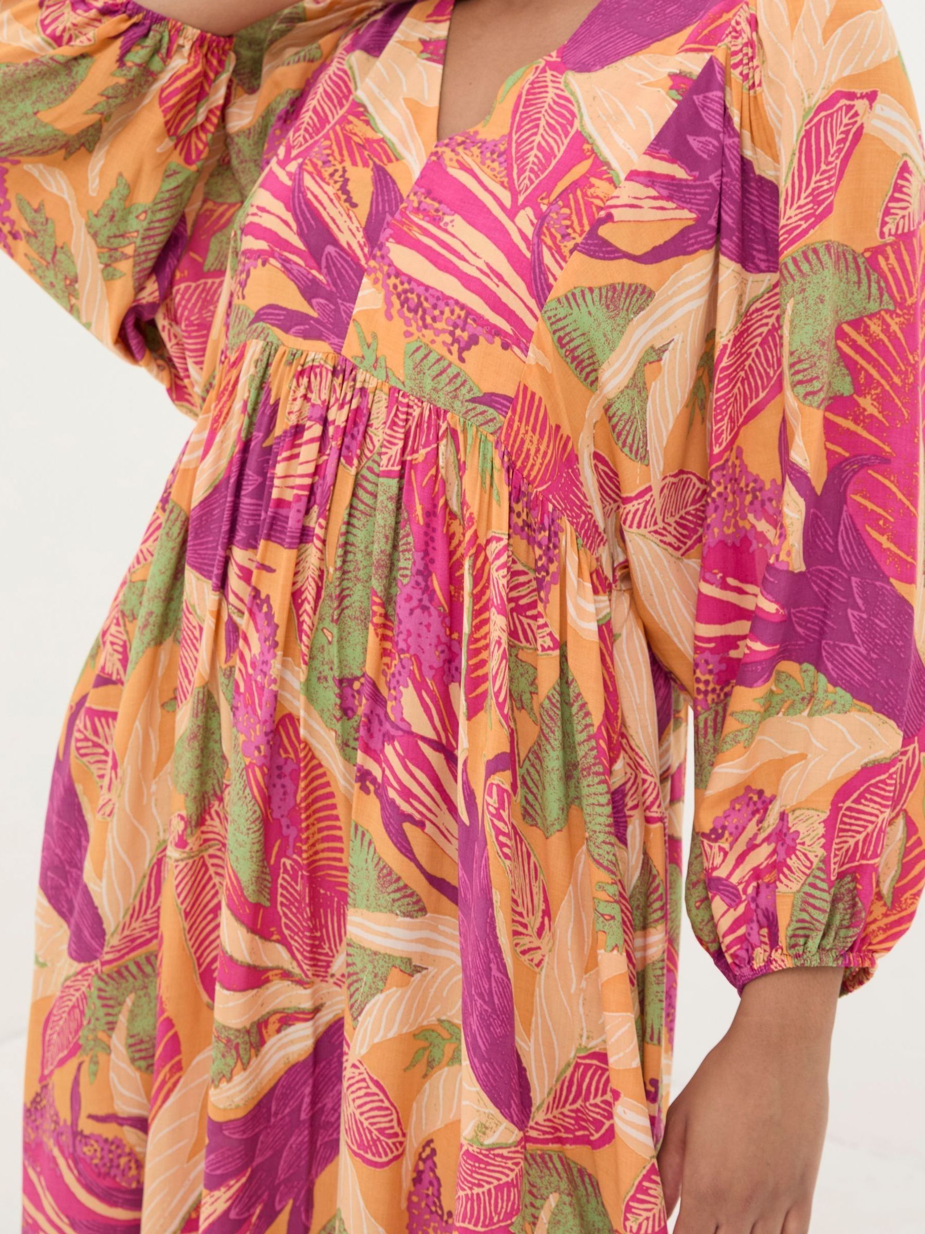 Jocelyn Orange Tropical Floral Midi Dress - Image 6 of 7