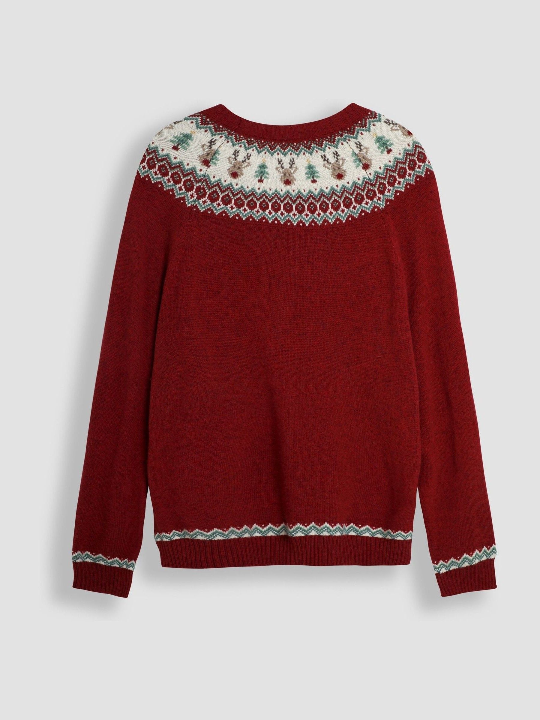 Red Men's Reindeer Fair Isle Pattern Jumper - Image 3 of 4