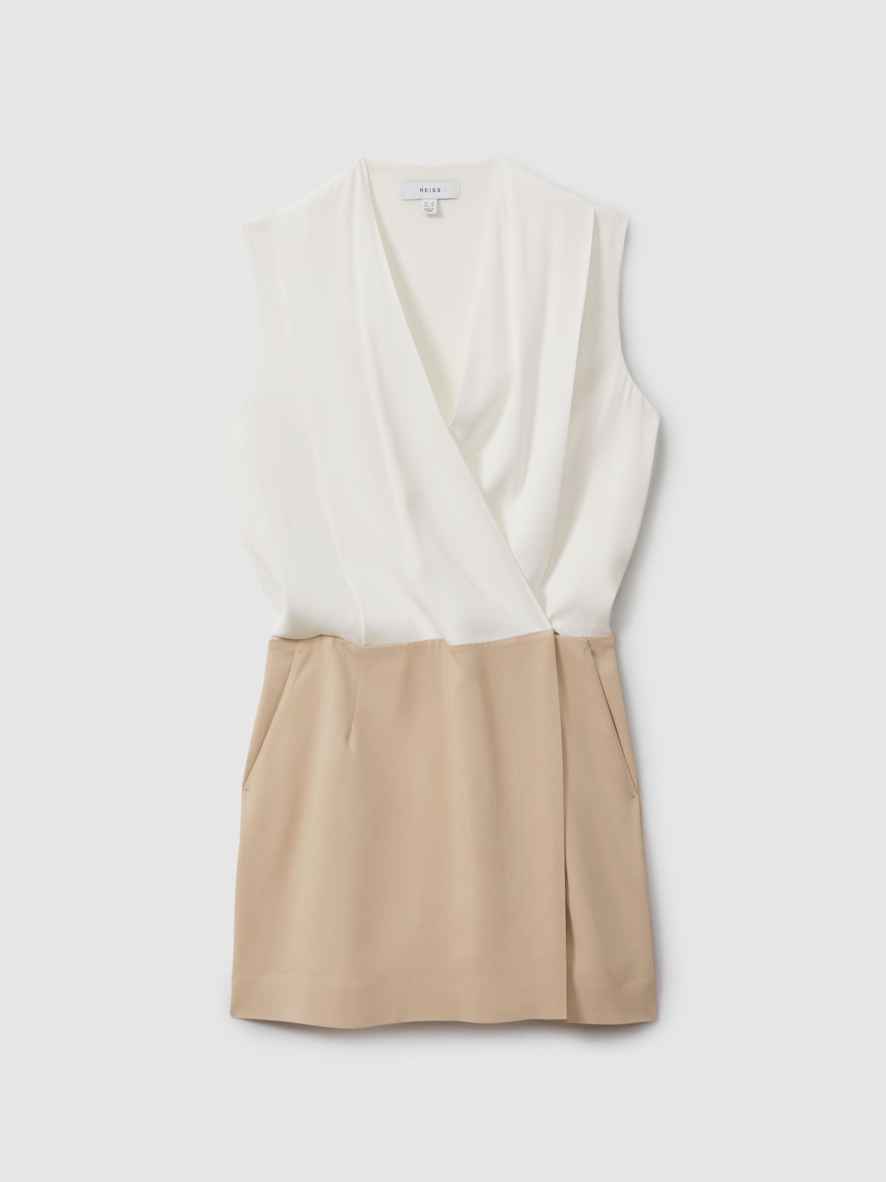 Wrap-Front Shift Dress in Nude/Ivory - Image 2 of 6