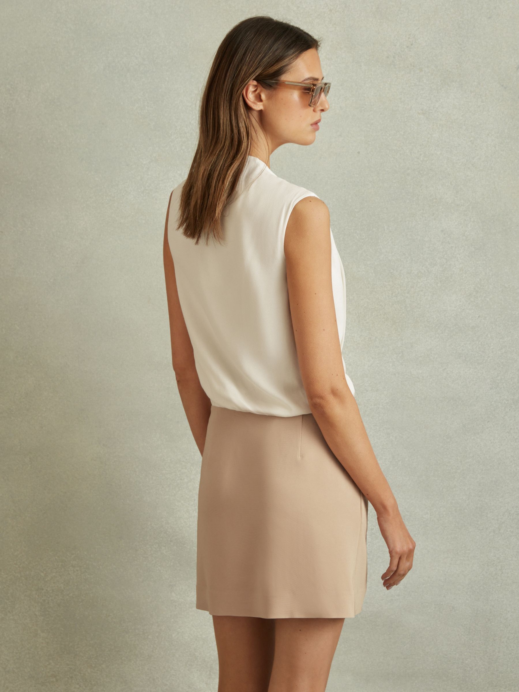 Wrap-Front Shift Dress in Nude/Ivory - Image 5 of 6