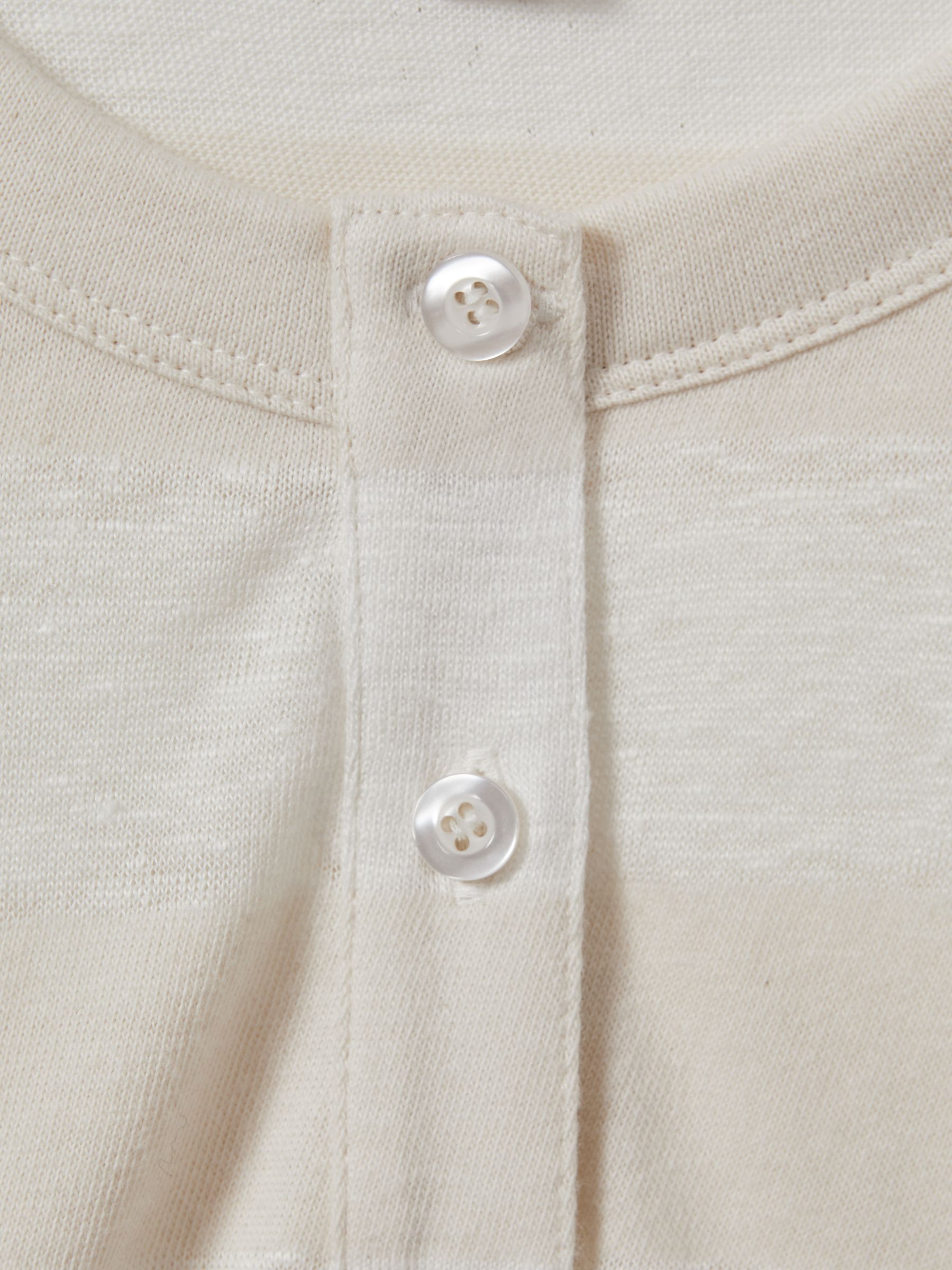 Linen-Cotton Striped Henley Top in Neutral/Ivory - Image 6 of 6
