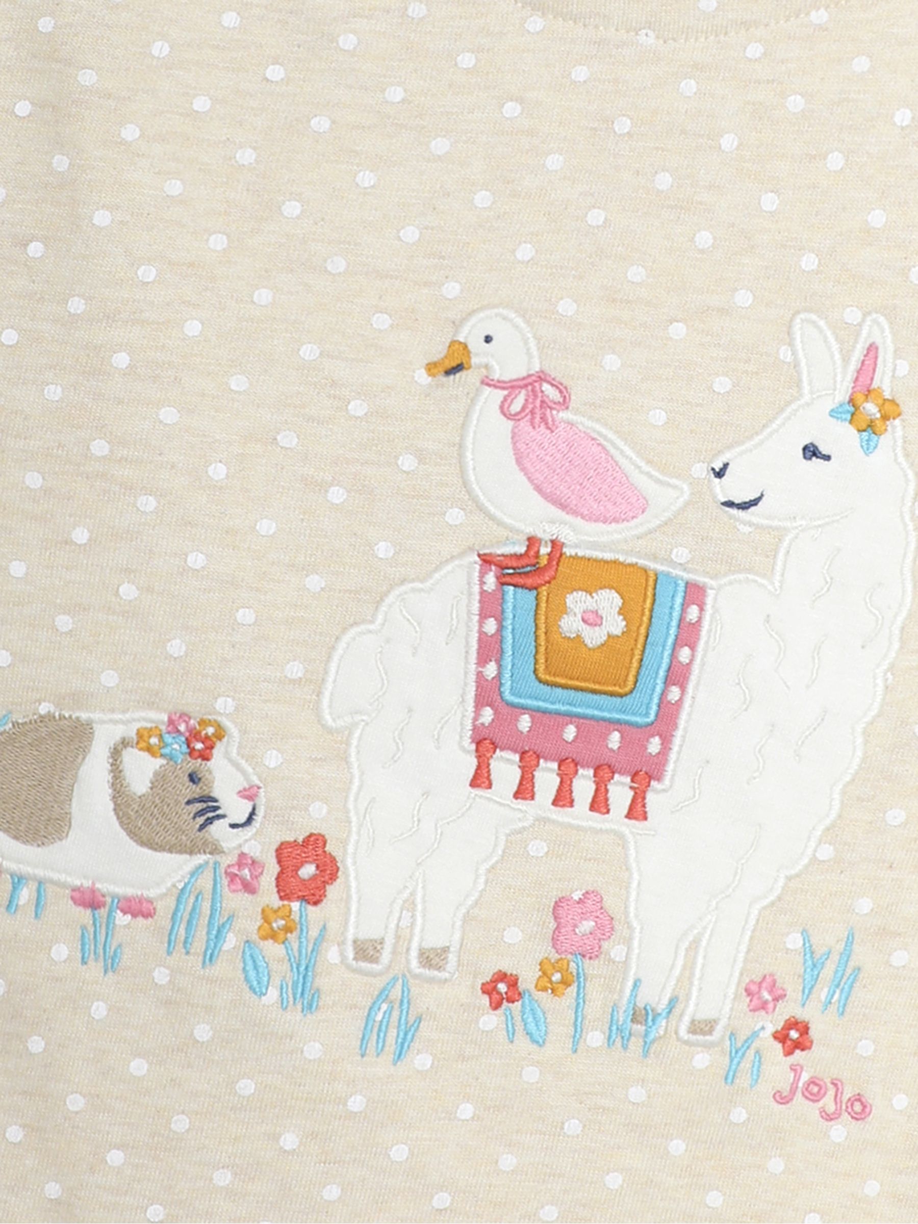 Natural Llama Print Appliqué 100% Cotton T-Shirt - Image 3 of 3
