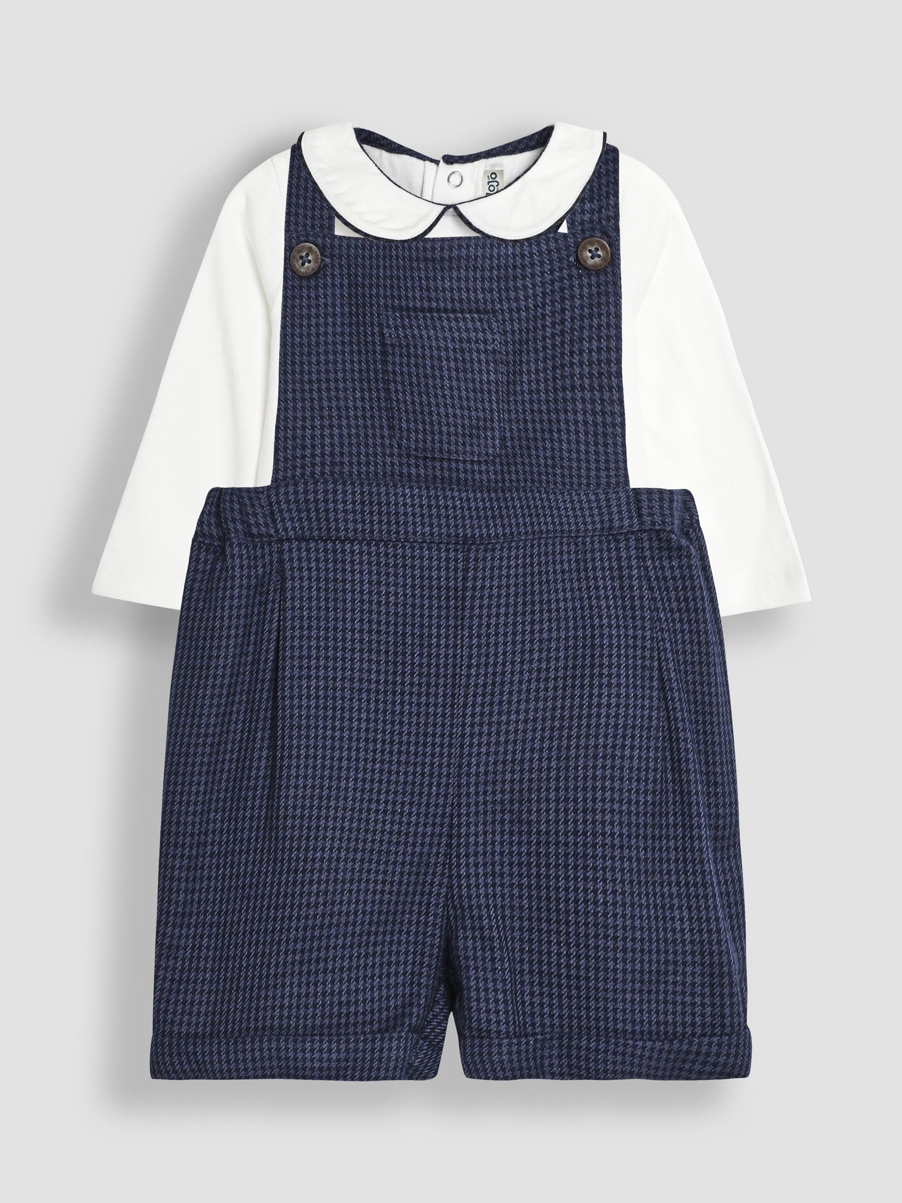 Navy Houndstooth Dungarees And Tops Set - Image 1 of 6