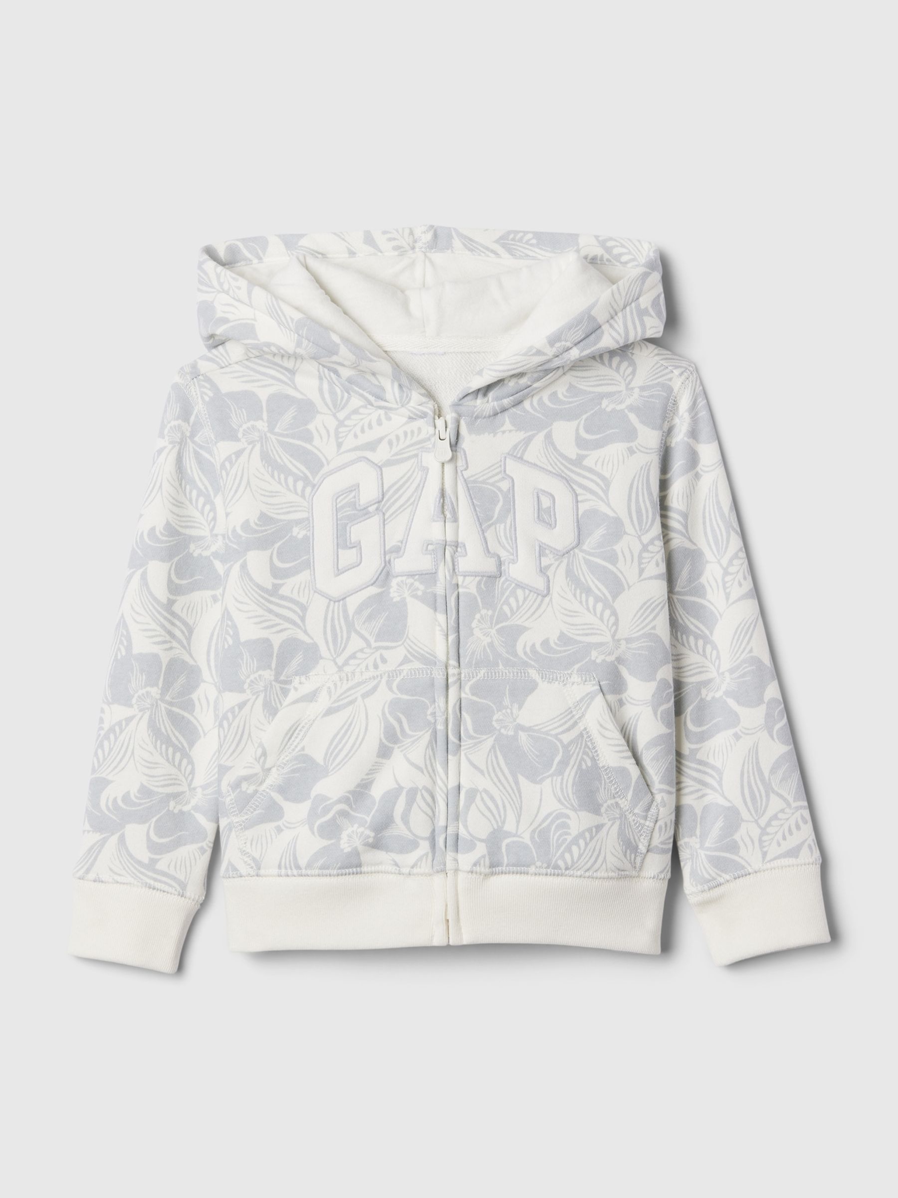 Grey Cotton Logo Print Zip Hoodie (Newborn-5yrs) - Image 1 of 3