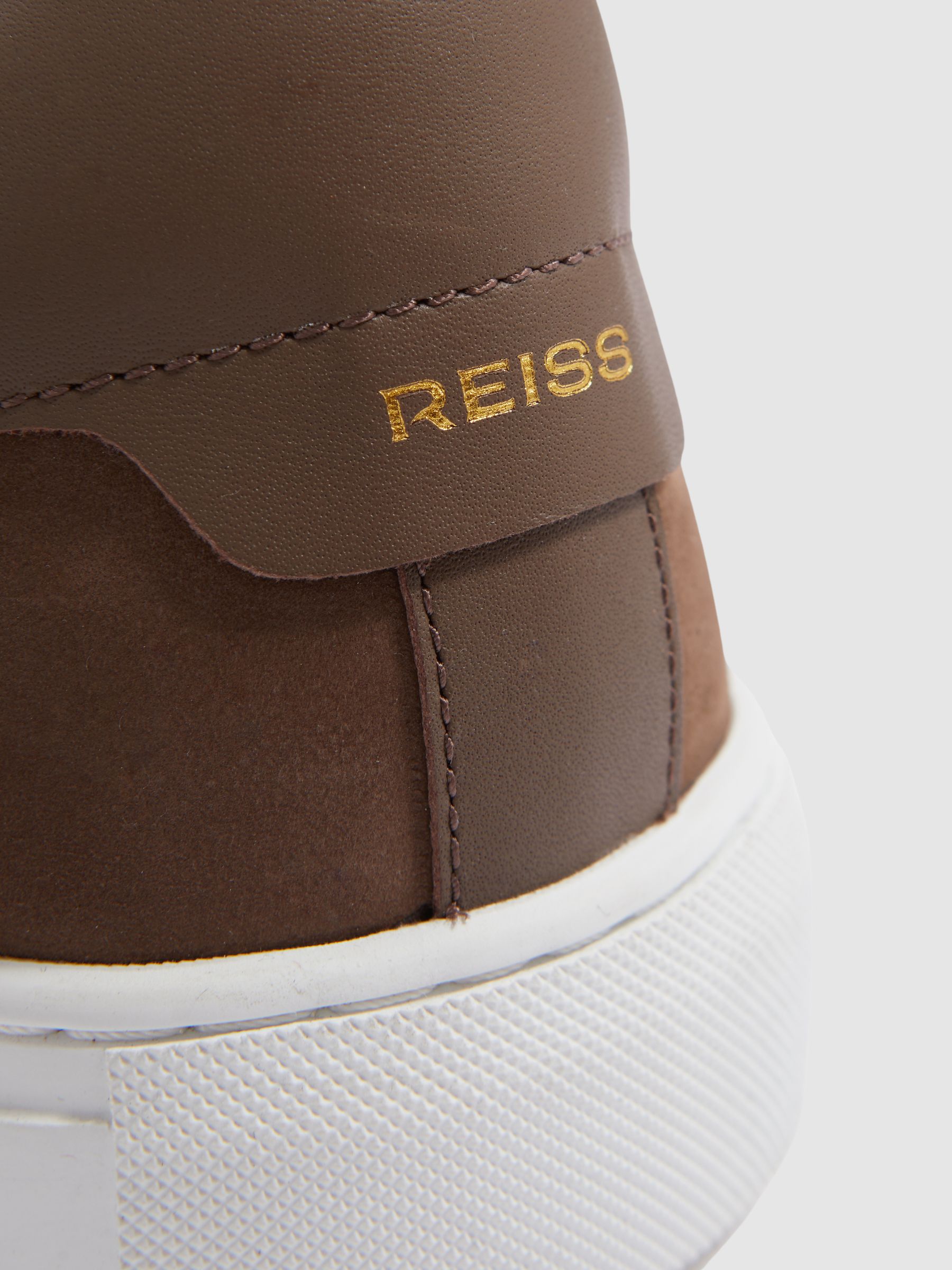 Nubuck Leather Low Top Trainers in Mid Brown - Image 5 of 5