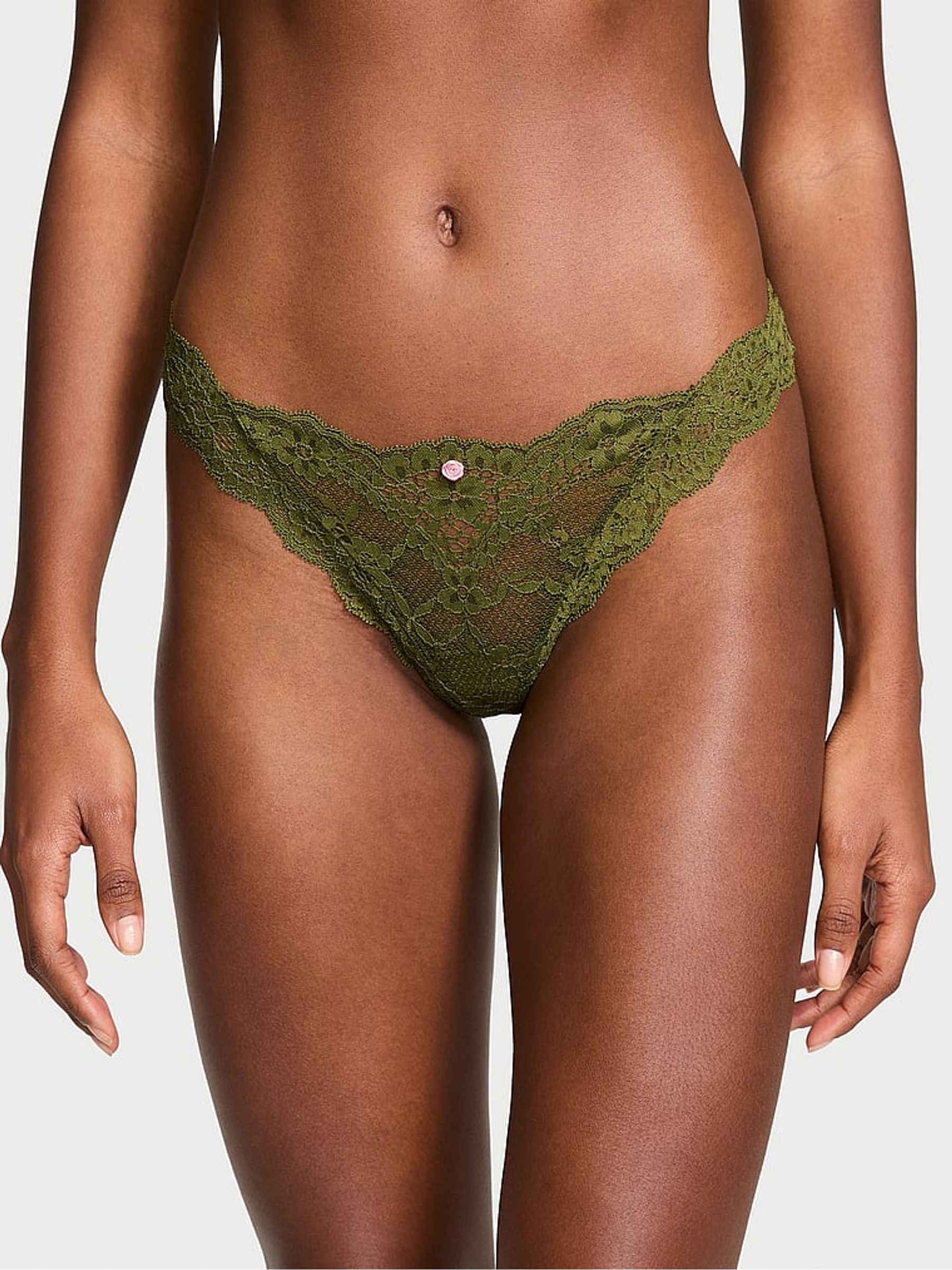 Woodland Green Lace Thong Knickers - Image 1 of 3