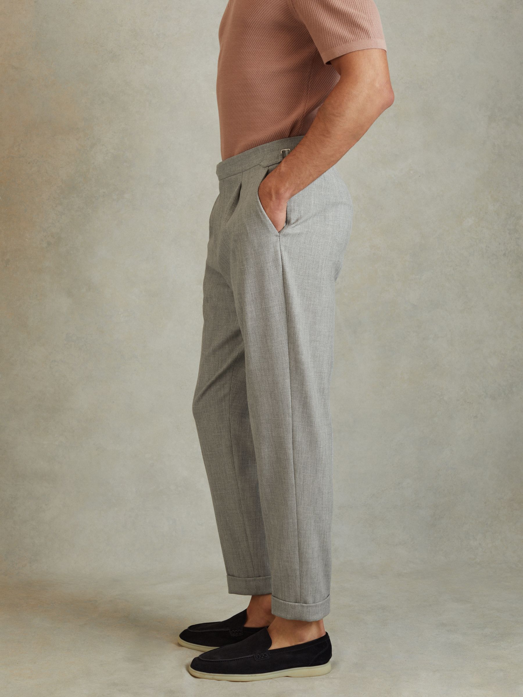 Tapered Trousers with Turn-Ups in Grey - Image 3 of 6