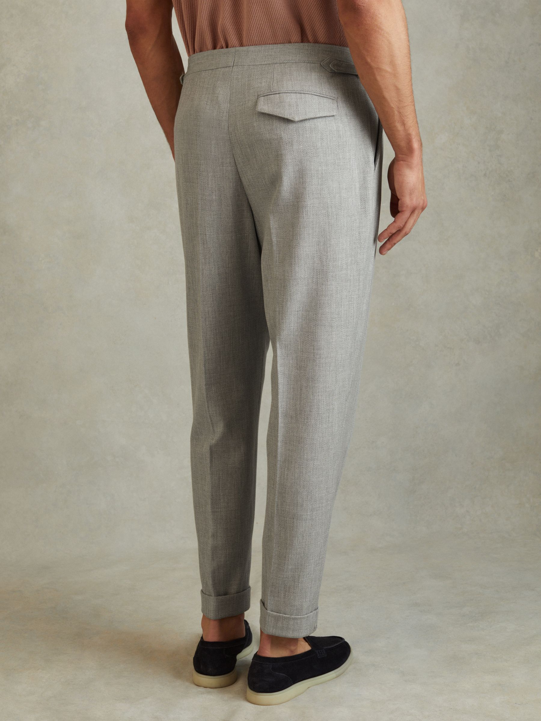 Tapered Trousers with Turn-Ups in Grey - Image 5 of 6