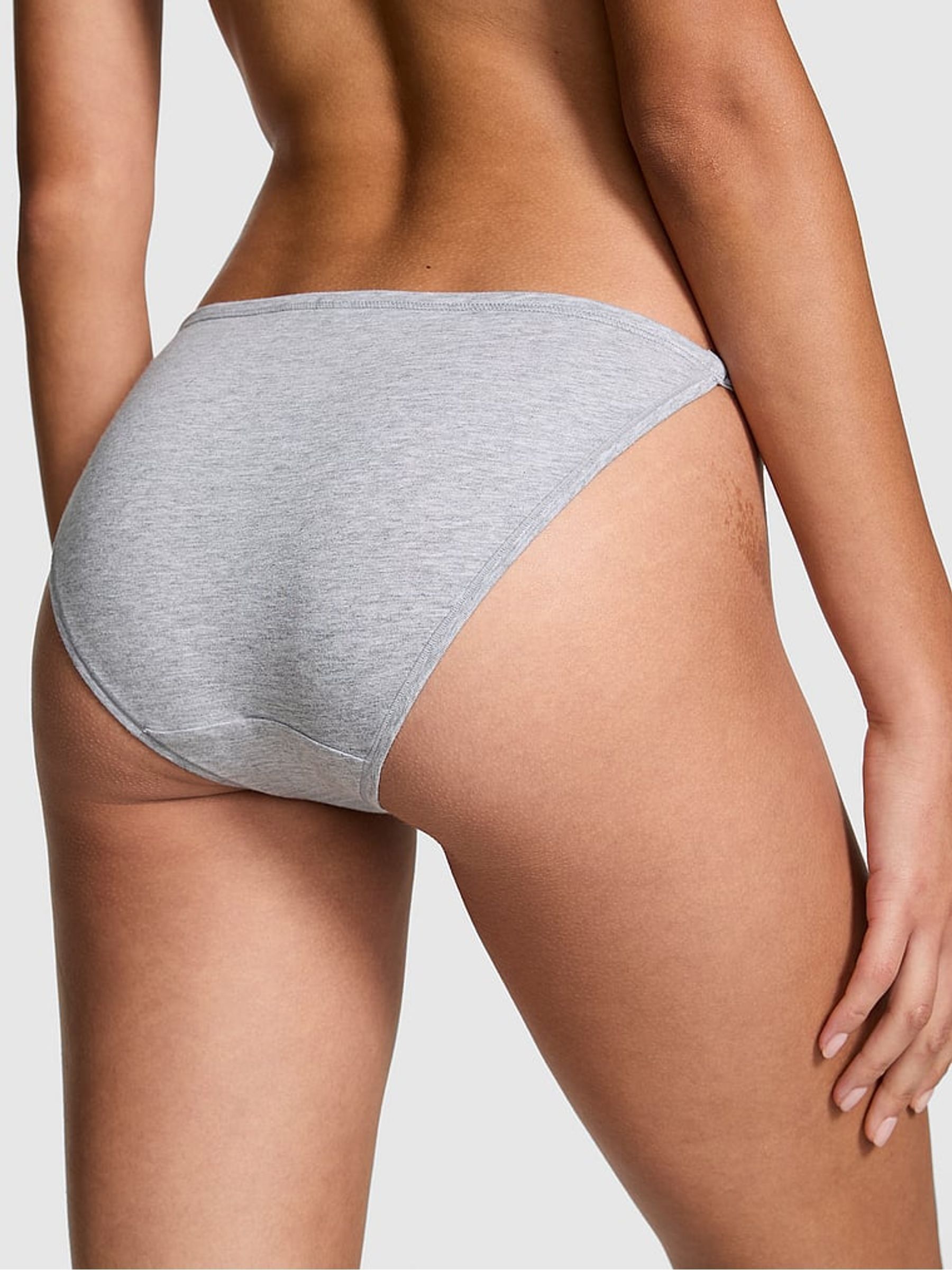 Grey Heather Cotton String Bikini Knickers - Image 2 of 3