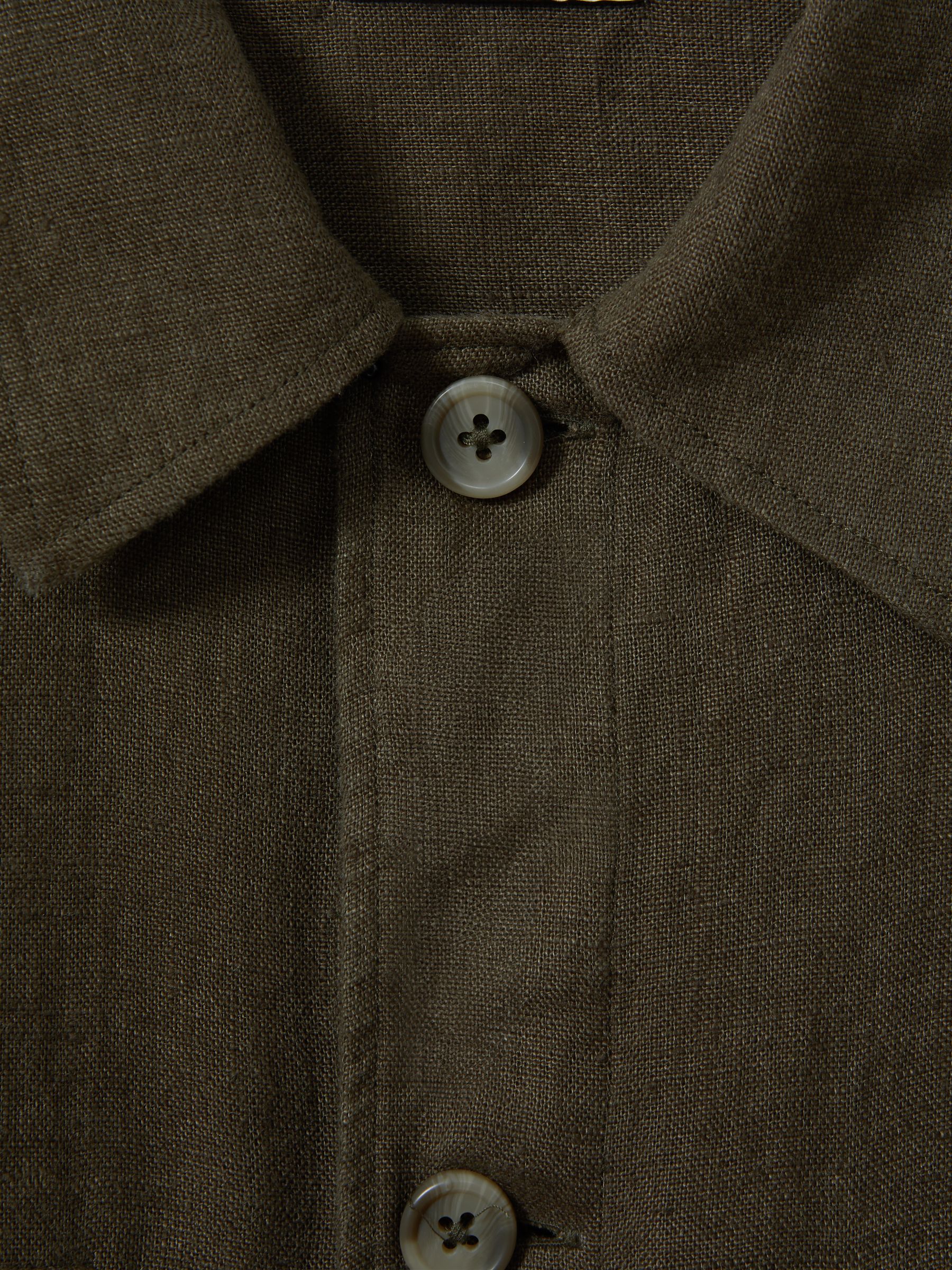 100% Linen Overshirt in Khaki - Image 4 of 5