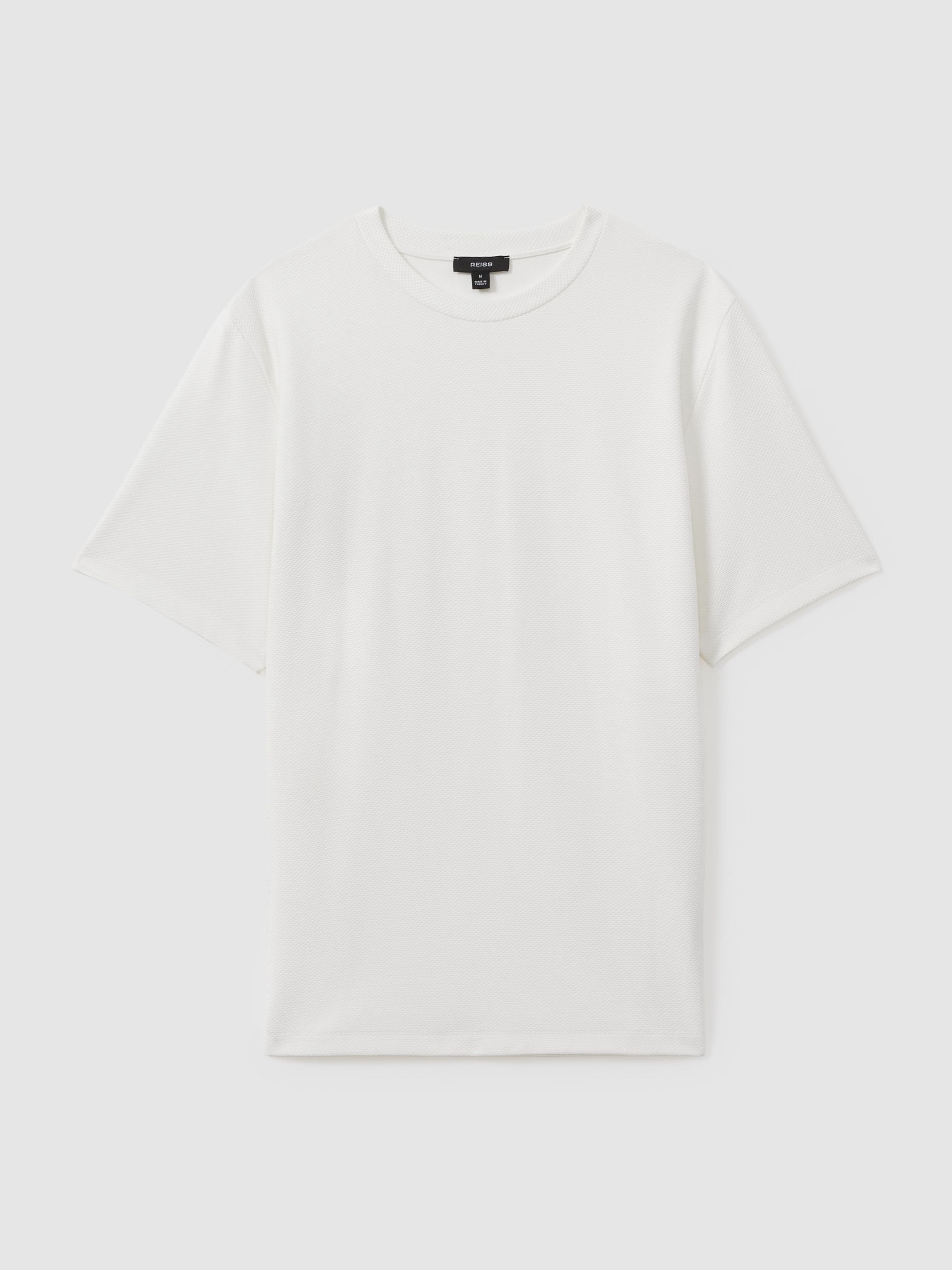 Textured Crew-Neck T-Shirt in Off White - Image 2 of 5