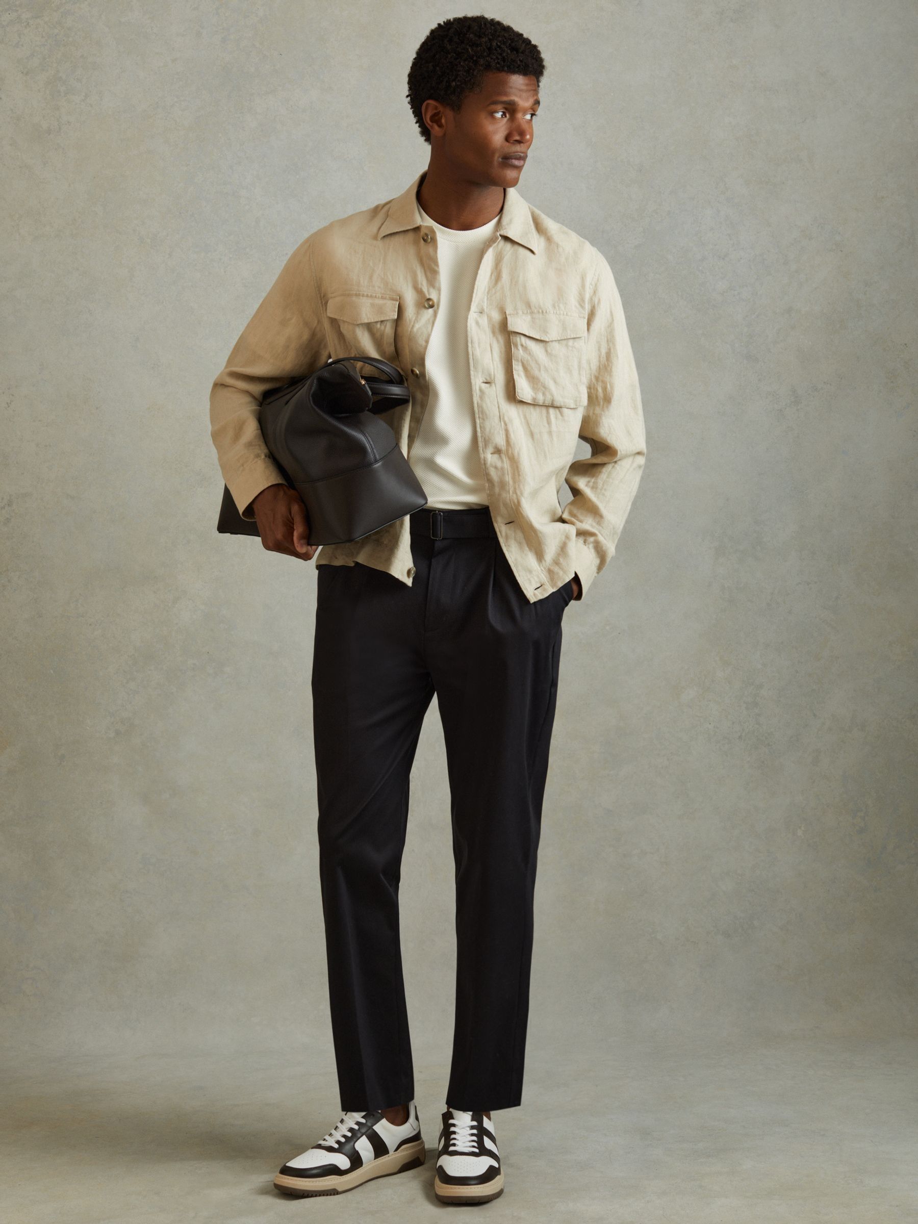 Textured Crew-Neck T-Shirt in Off White - image 5