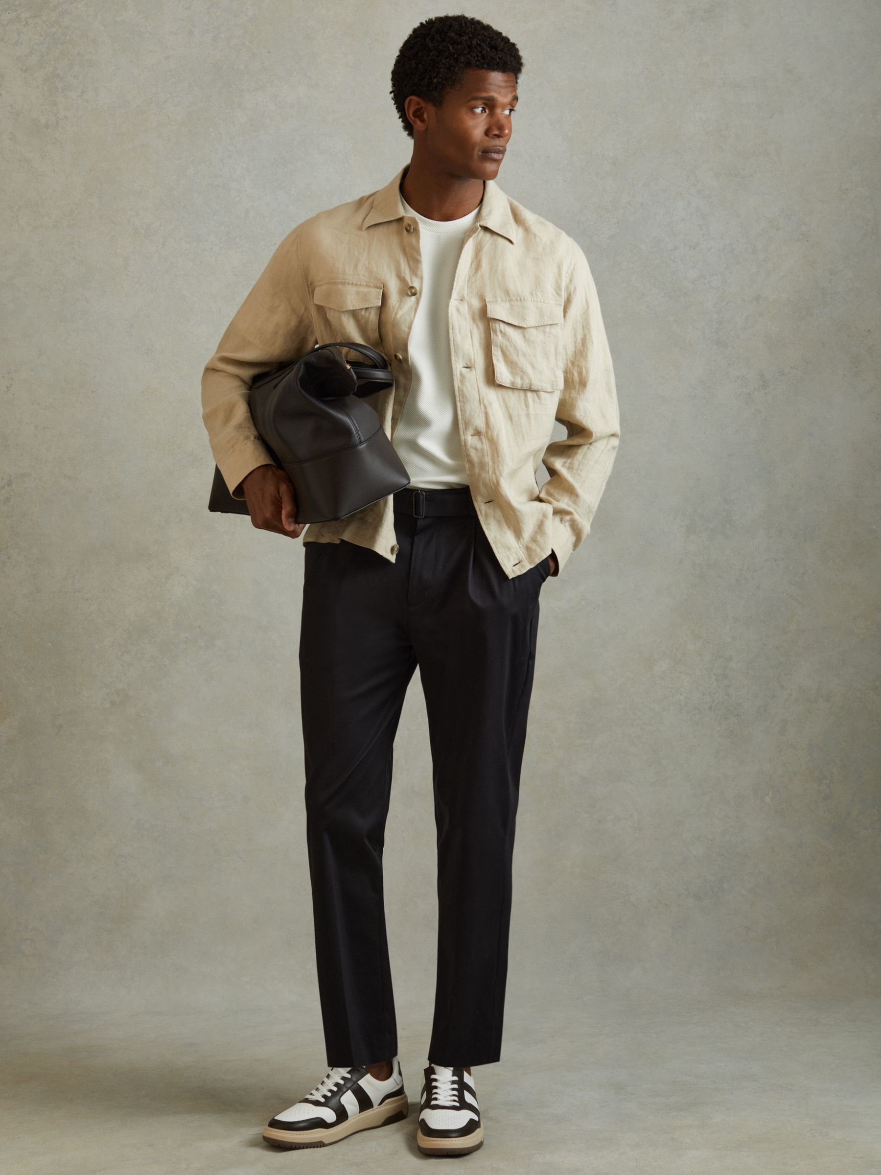 Textured Crew-Neck T-Shirt in Off White - Image 3 of 5