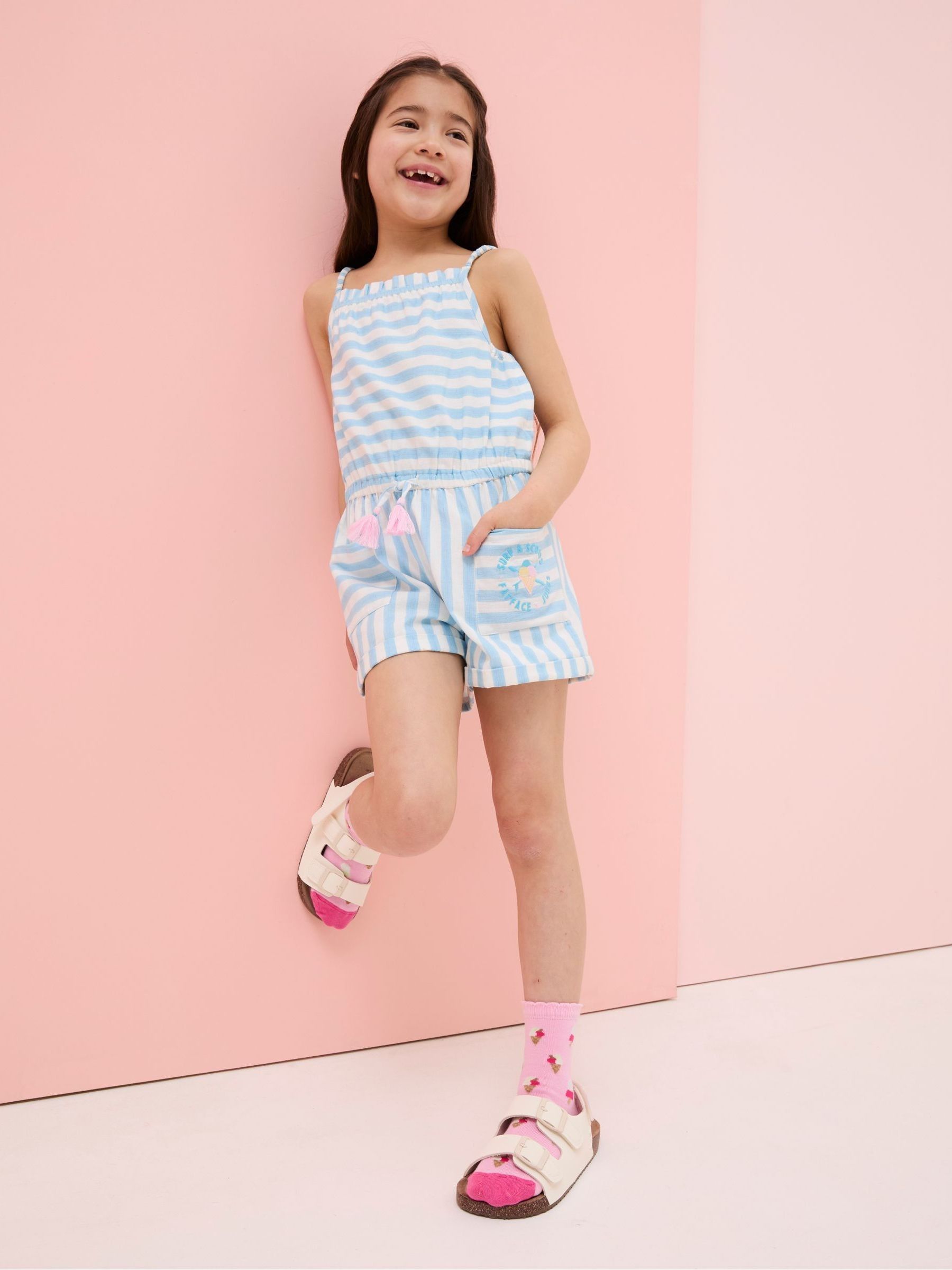 Amelia Geo Print Blue Print Playsuit - Image 4 of 5