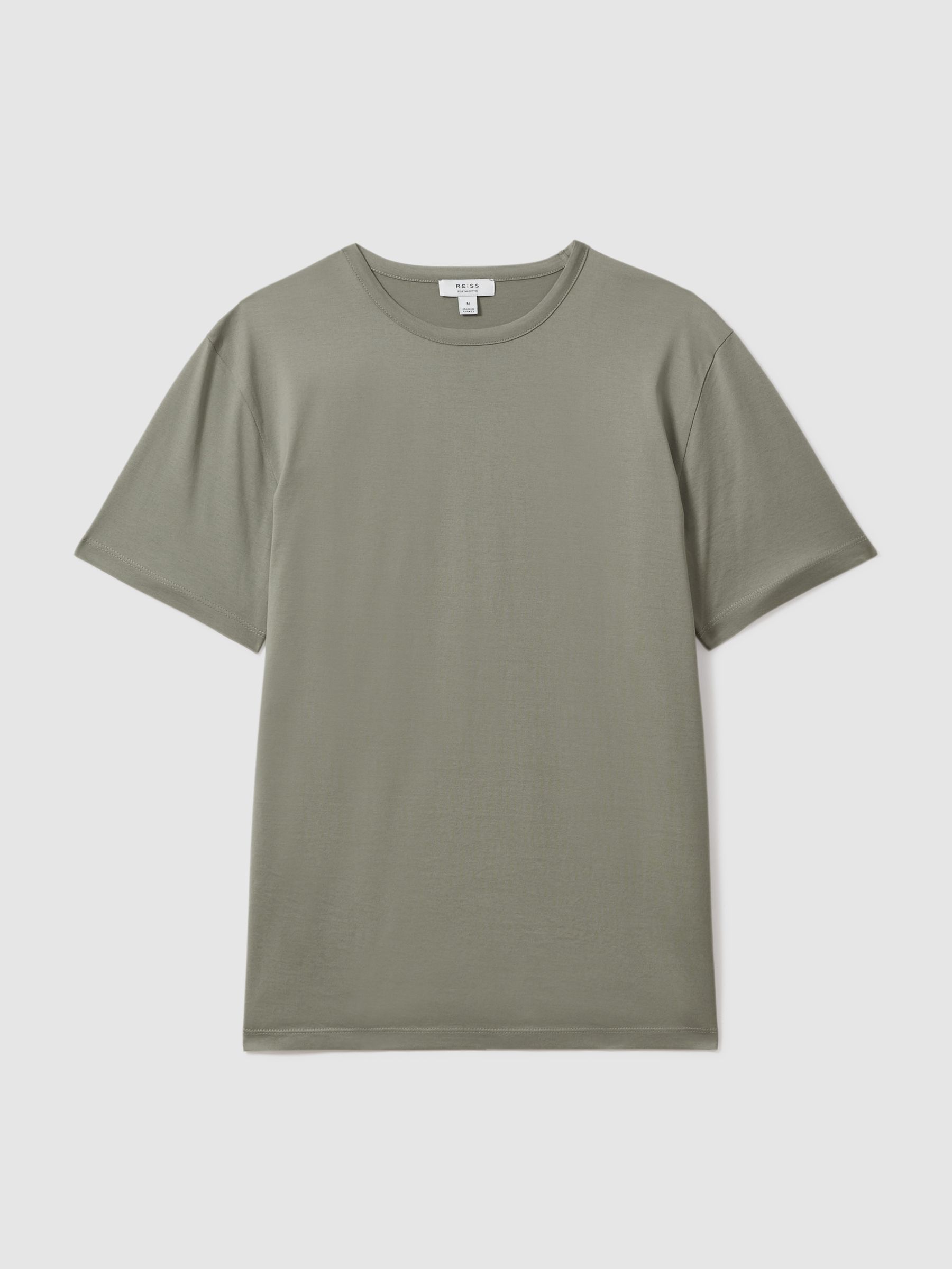 Mercerised Cotton Crew Neck T-Shirt in Vetiver - Image 2 of 5