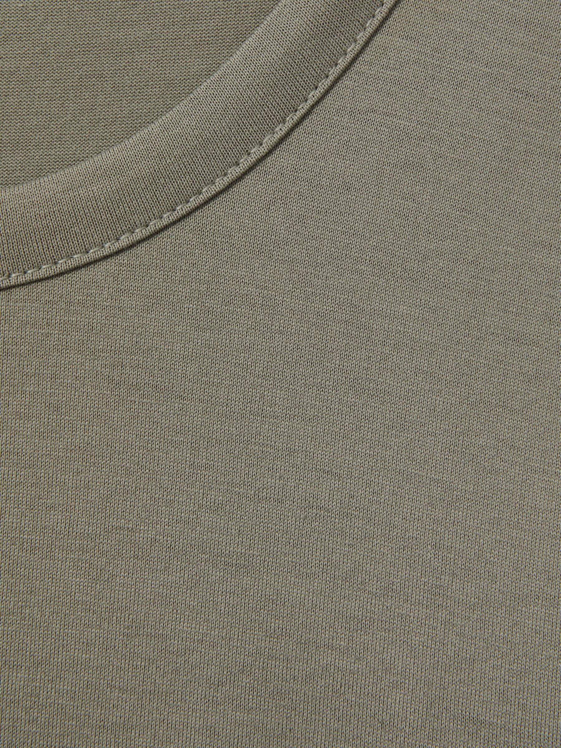 Mercerised Cotton Crew Neck T-Shirt in Vetiver - Image 5 of 5