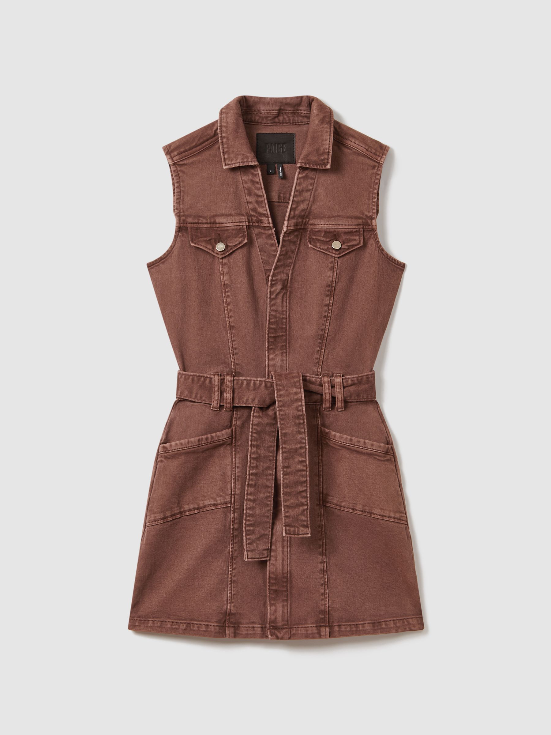 Paige Denim Mini Dress in Vintage Brown - Image 2 of 6