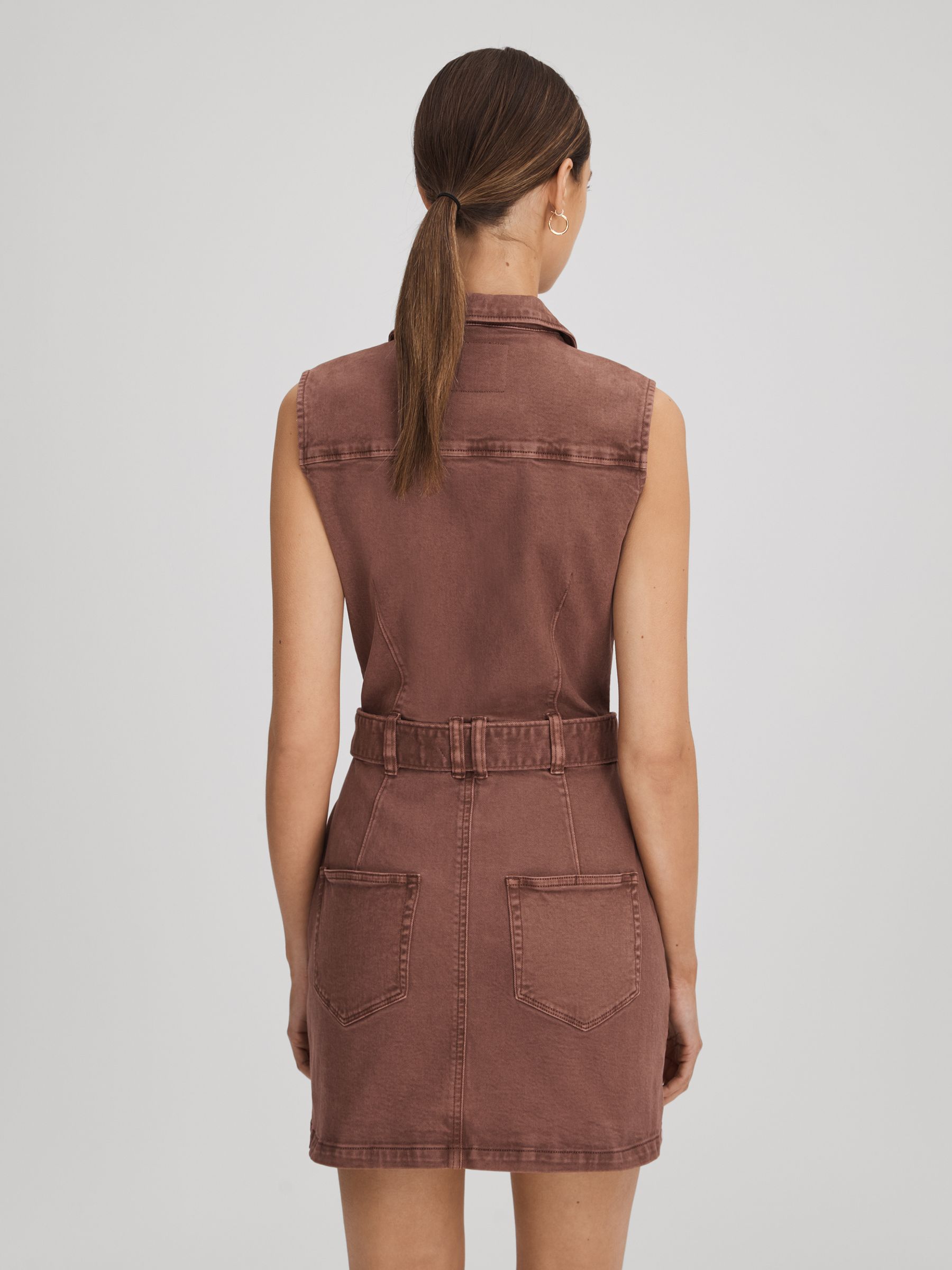 Denim Mini Dress in Vintage Brown - image 5