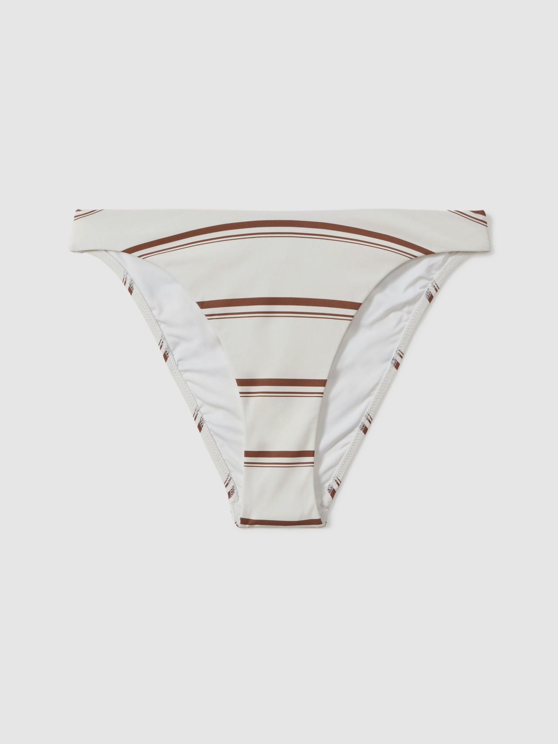 Striped High Cut Bikini Bottoms in Cream/Brown - Image 2 of 5