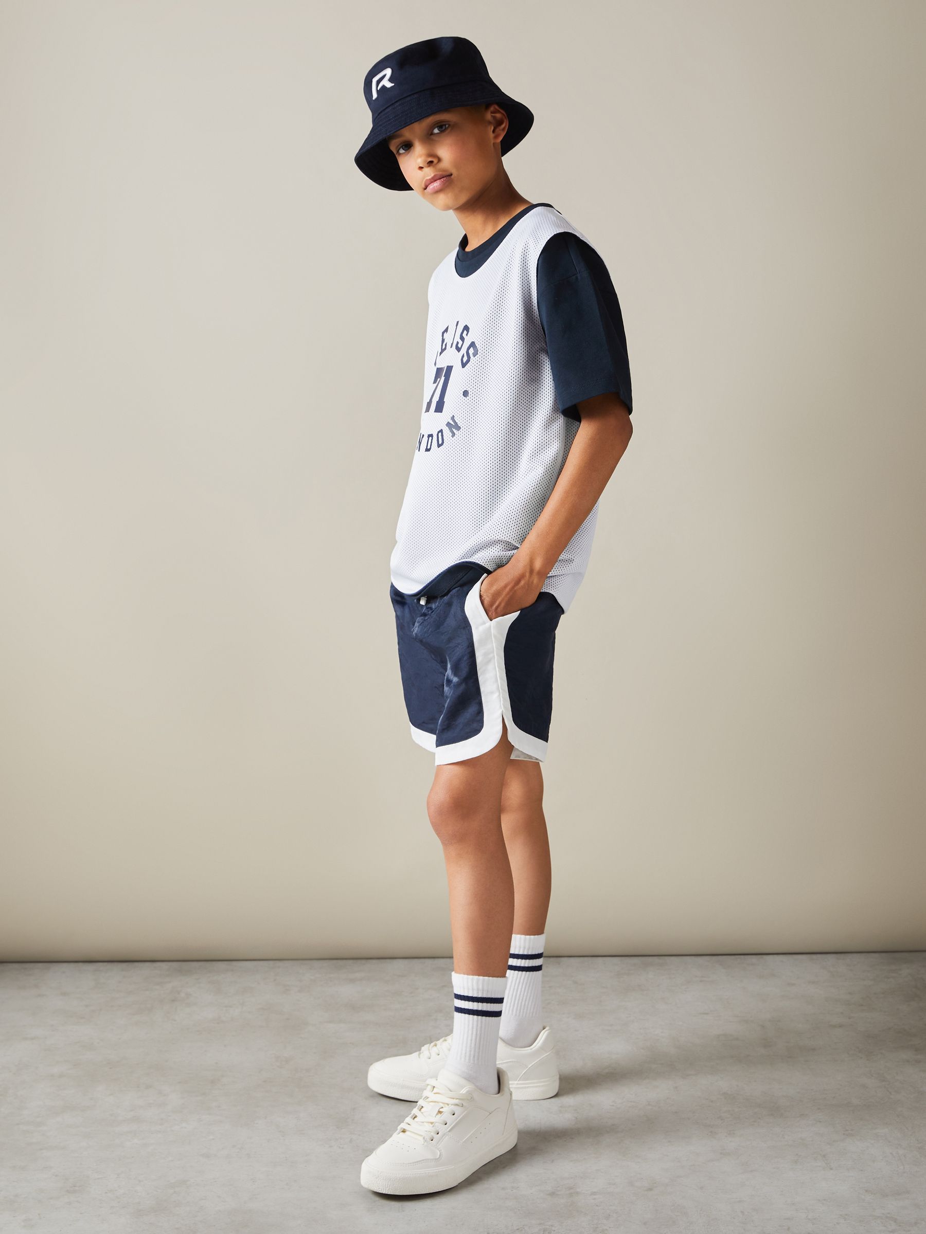 Junior Airtex Reversible Vest in Navy/Optic White - Image 2 of 6