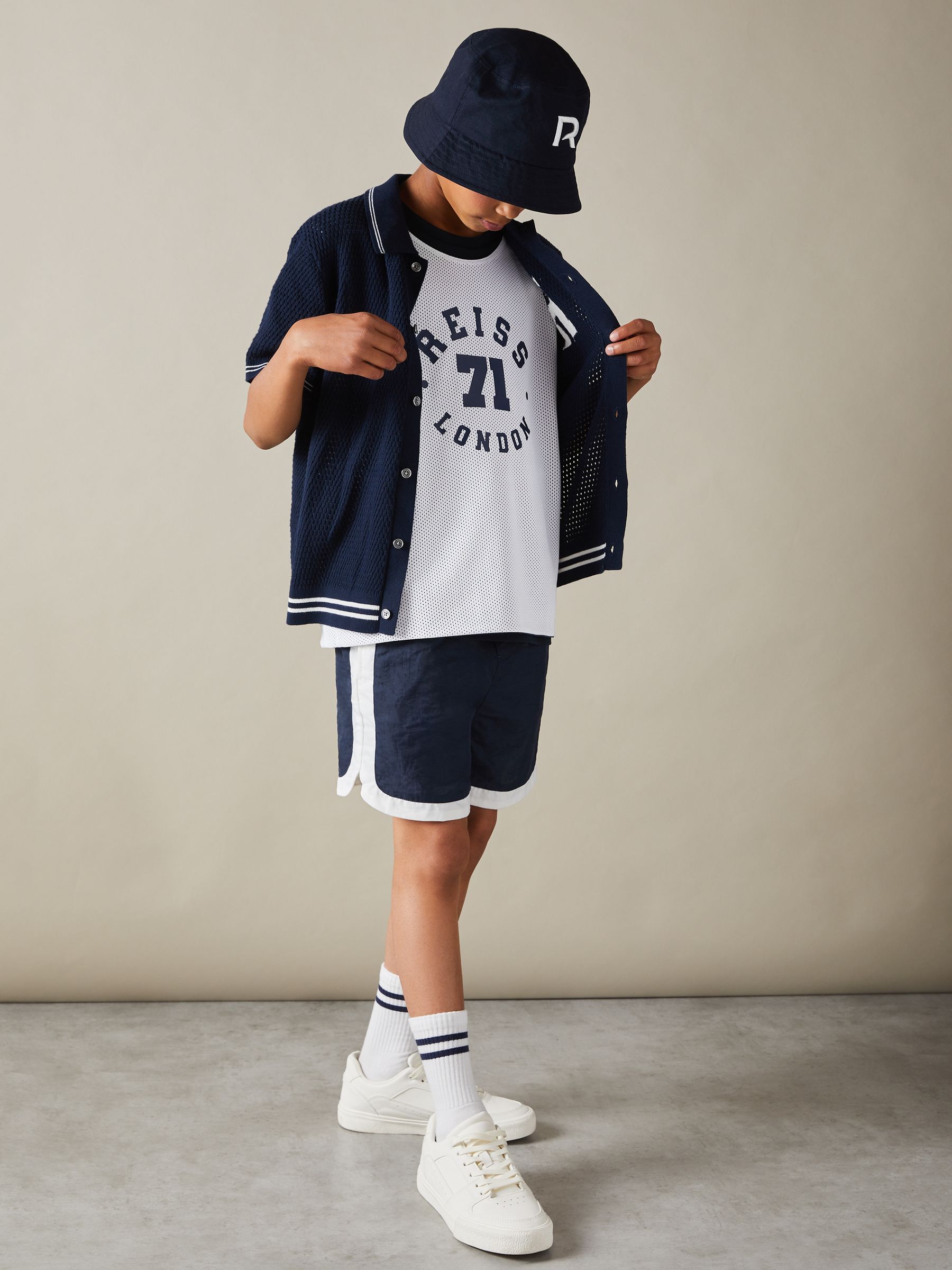 Junior Airtex Reversible Vest in Navy/Optic White - Image 4 of 6