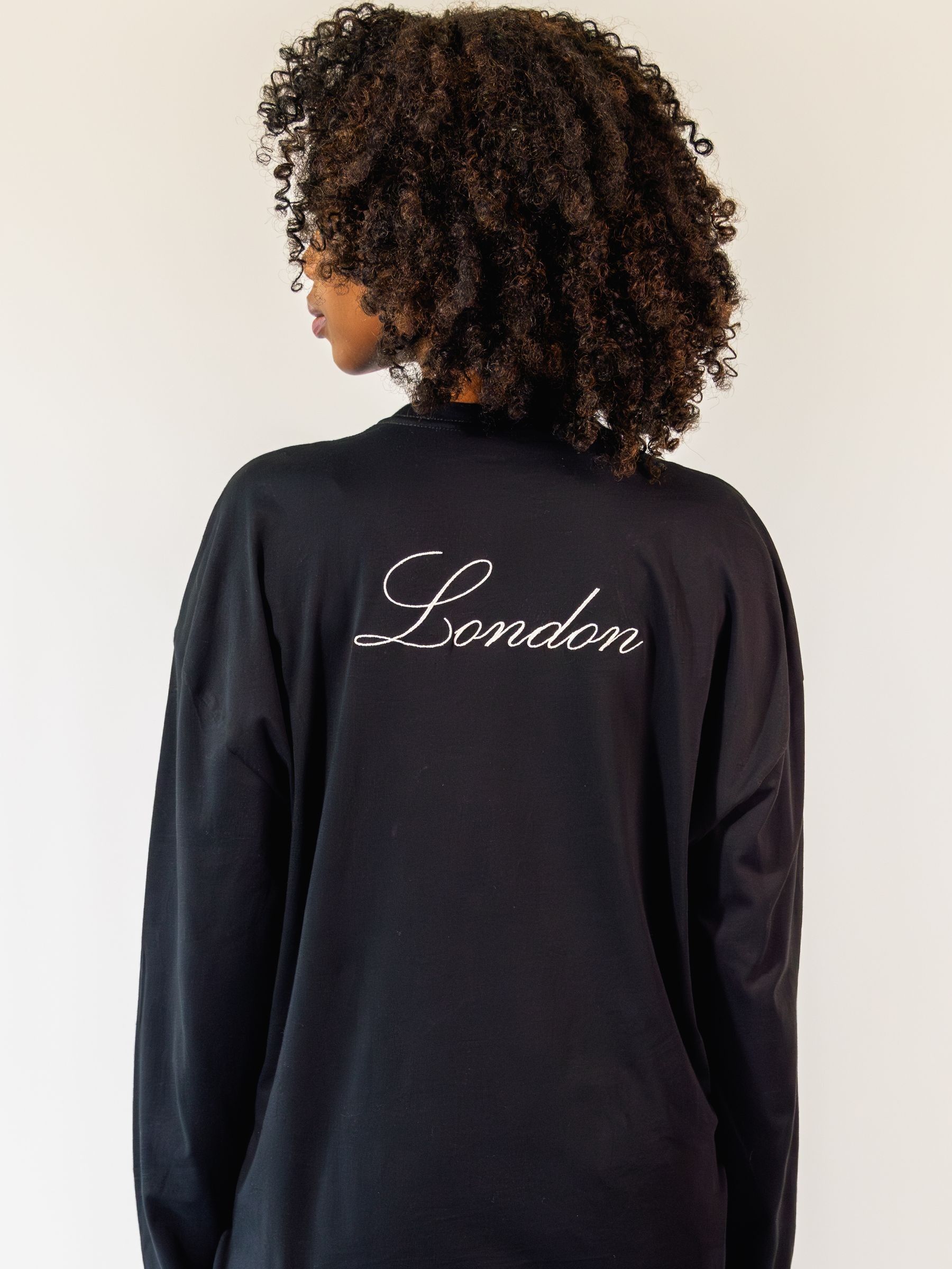 Black London Cotton Long Pyjama Set - Image 2 of 3
