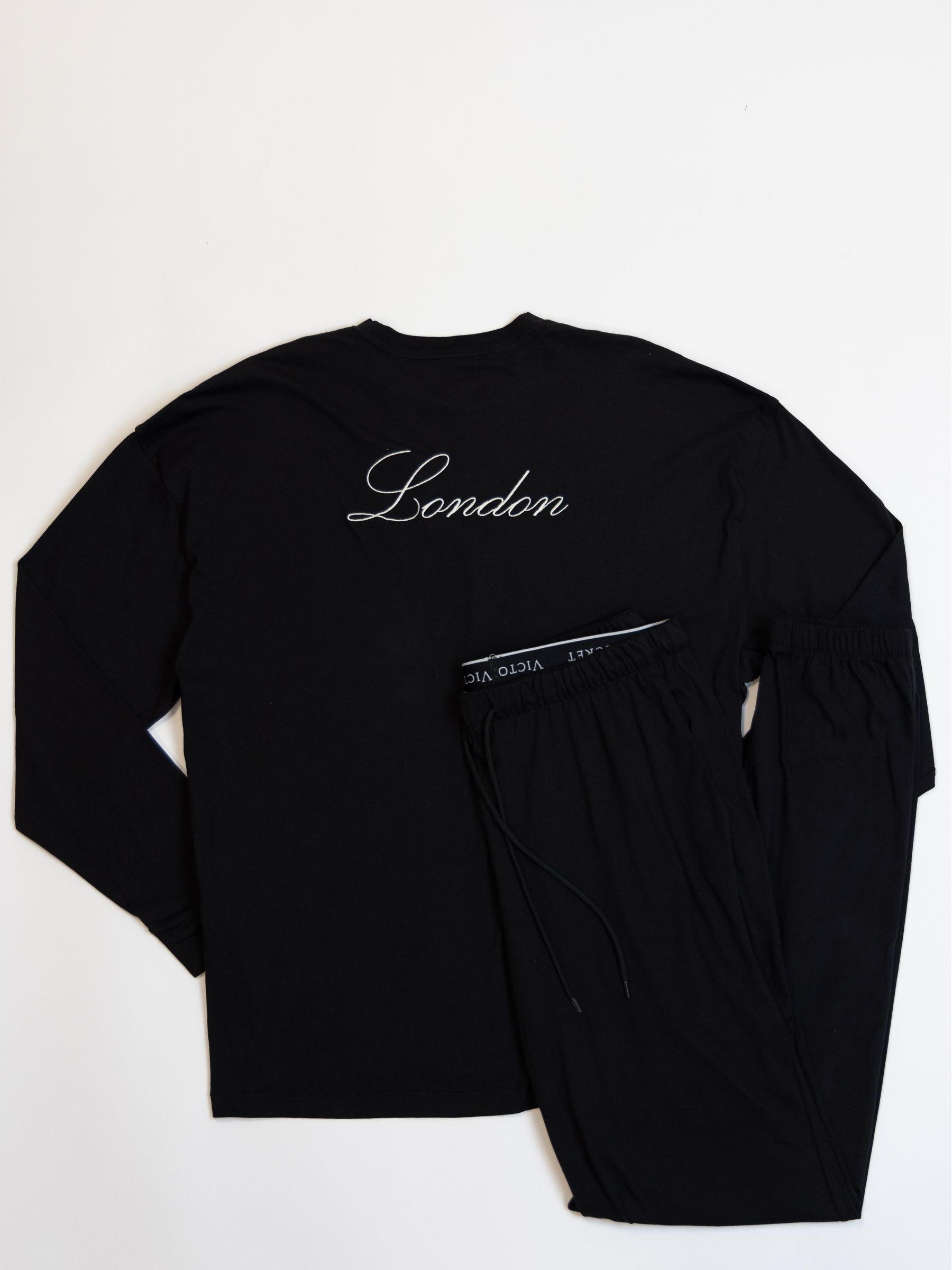 Black London Cotton Long Pyjama Set - Image 3 of 3