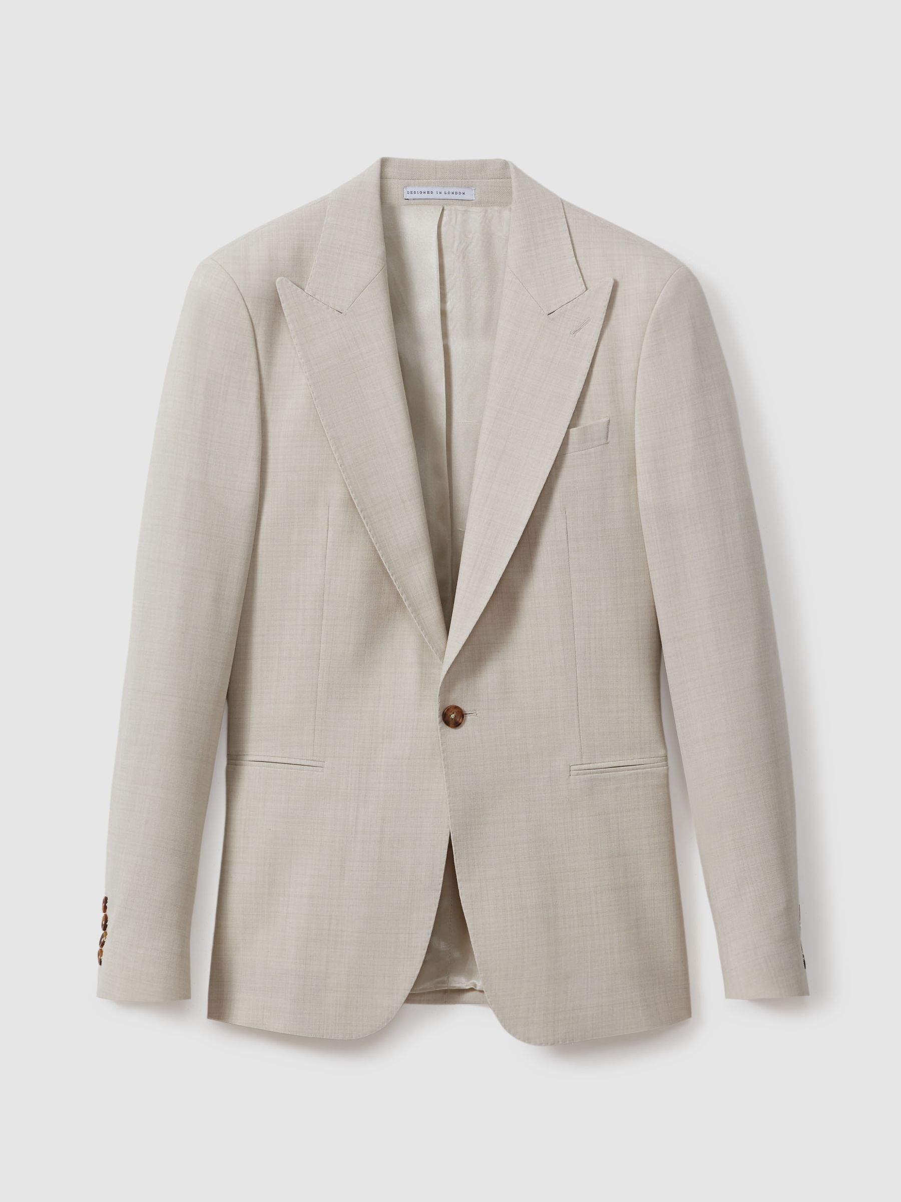 Slim Fit Single Breasted Blazer in Stone - Image 2 of 9