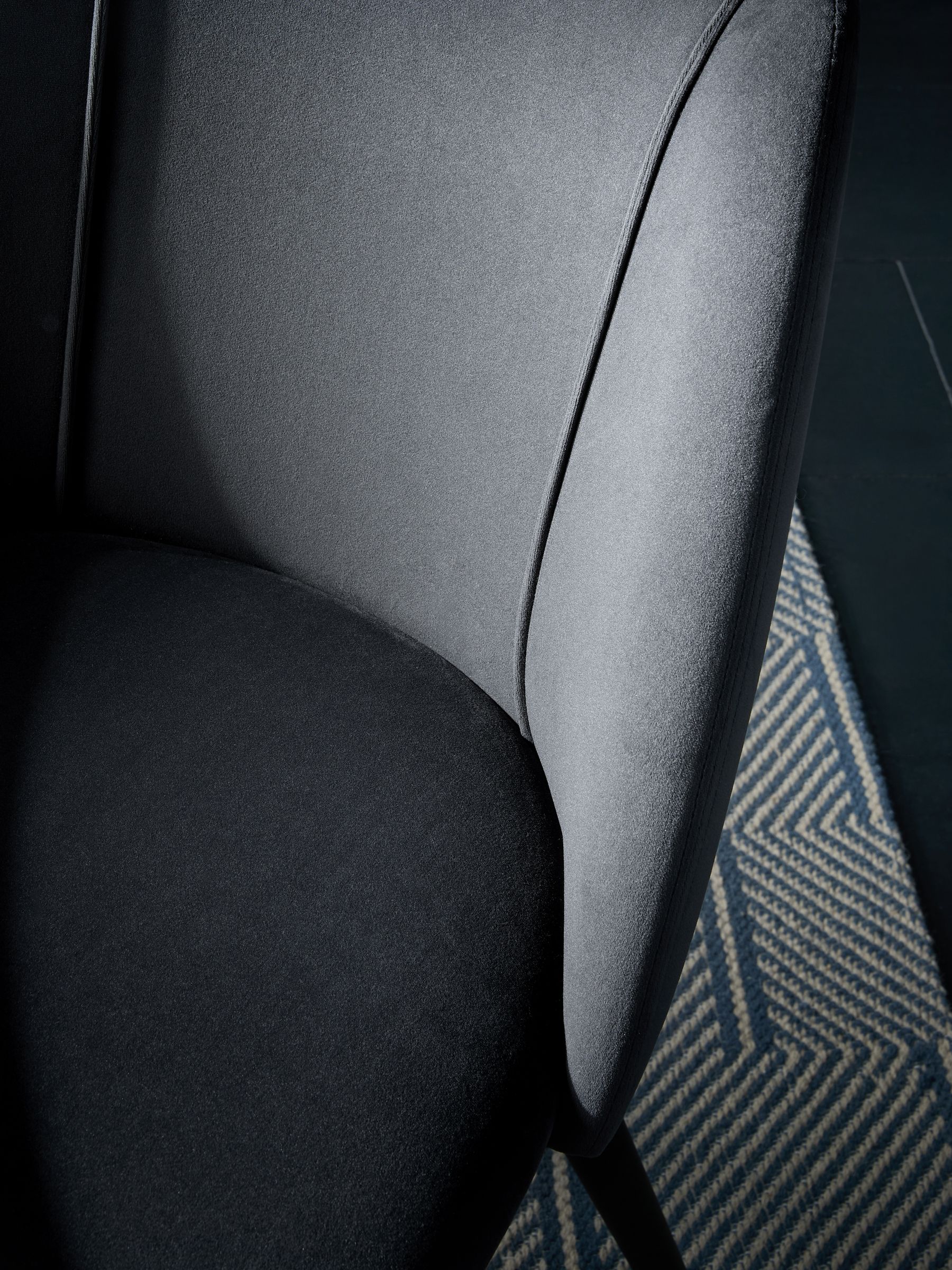 Set of 2 Lule Non Arm Non Arm Dining Chairs in Charcoal Black Velvet in Charcoal Black - Image 3 of 3