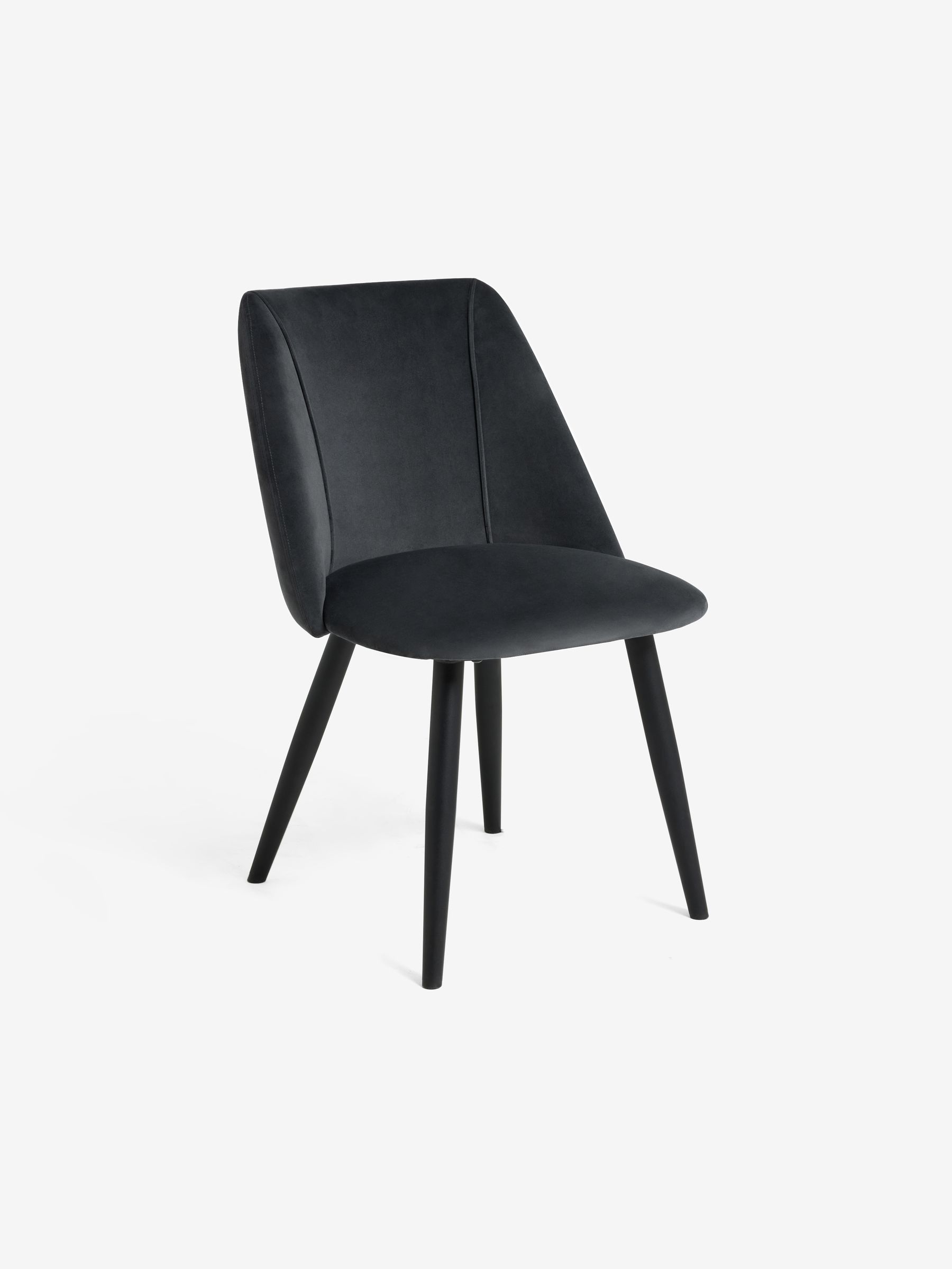 Set of 2 Charcoal Black Velvet Lule Non Arm Dining Chairs - Image 4 of 5