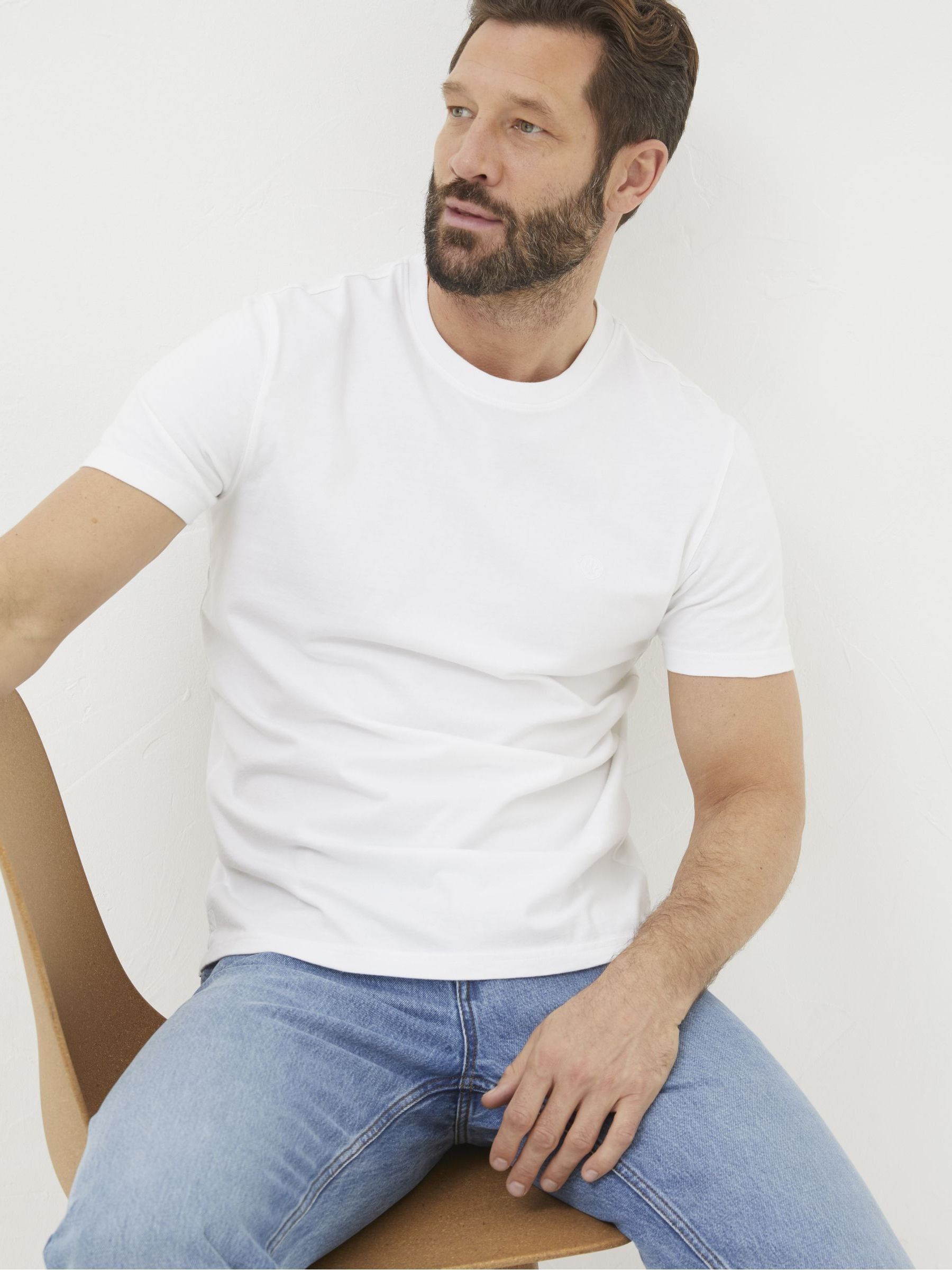 Lulworth White 100% Cotton Organic Crew T-Shirt - Image 1 of 2