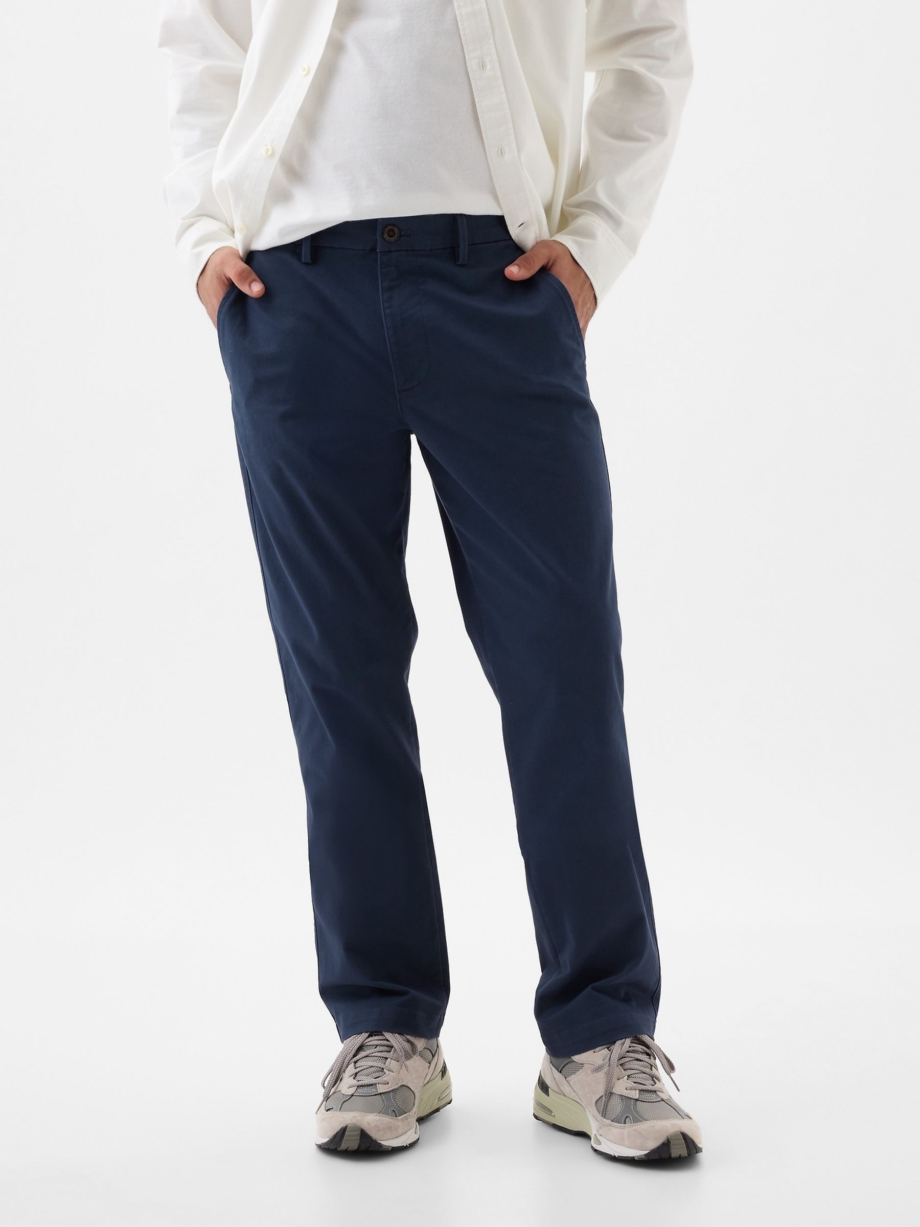 Blue Straight Fit Stretch Essential Chino Trousers - Image 1 of 8